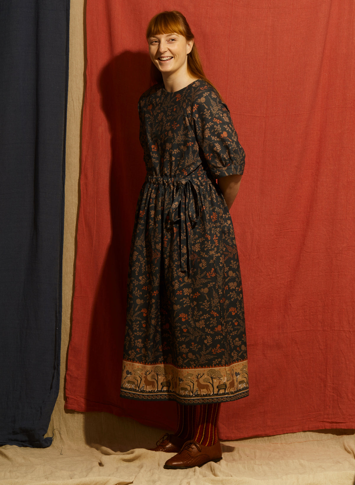 Juliette Dress - Navy Ancient Deer