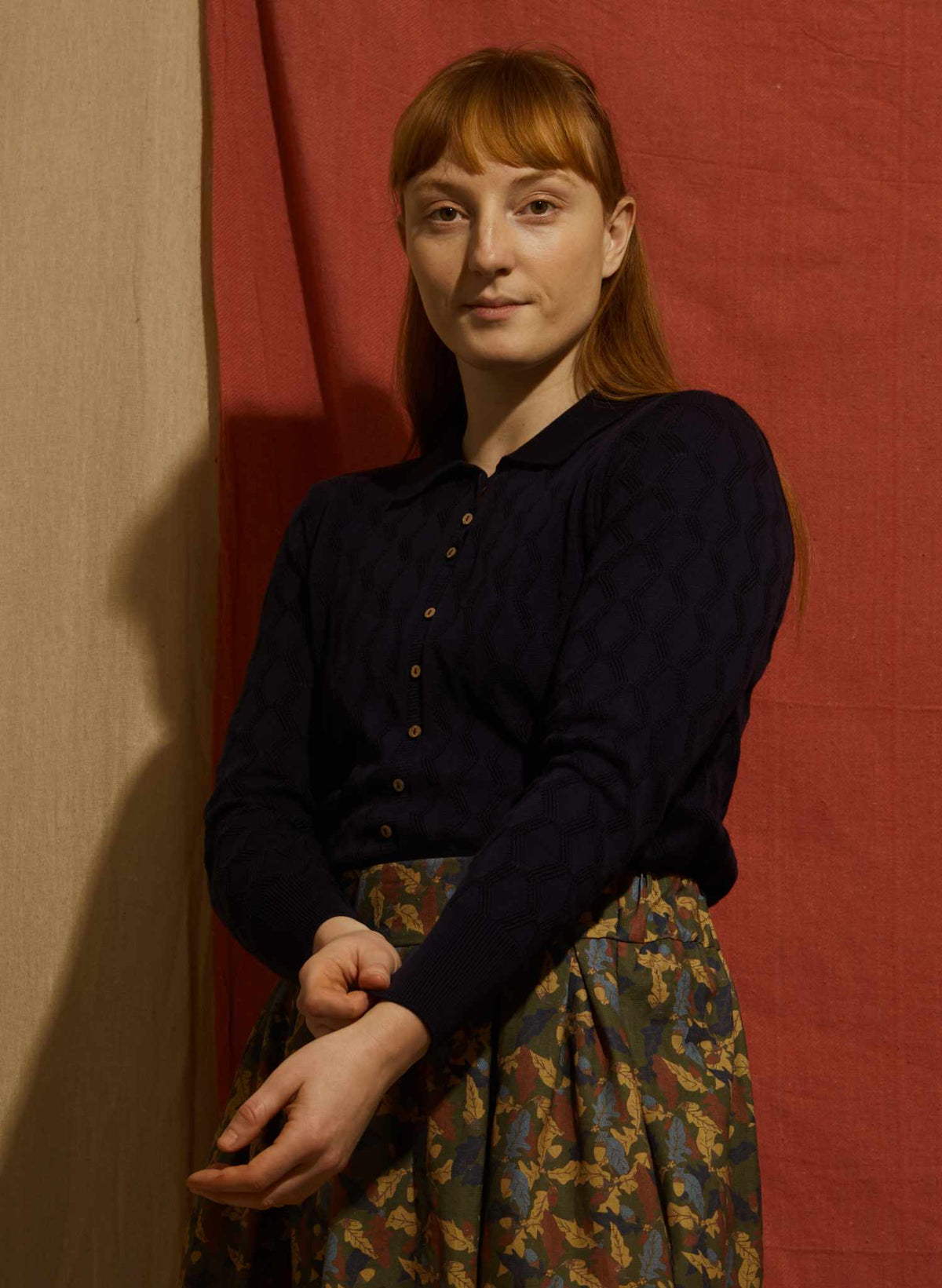 Rosie Top - Navy Pointelle