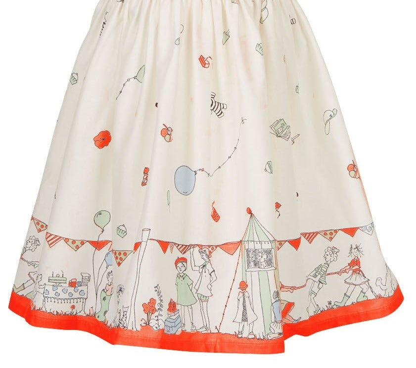 Remnant - 200cm x 156cm - Cream /Red Birthday Bash - Cotton