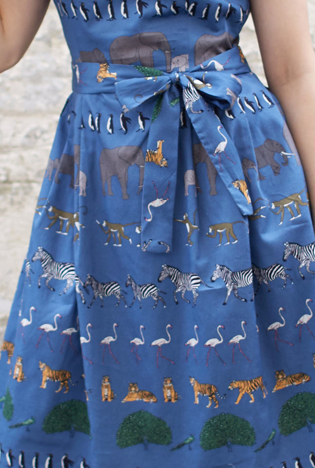 Beatrice Cap - Blue Walking Zoo Dress