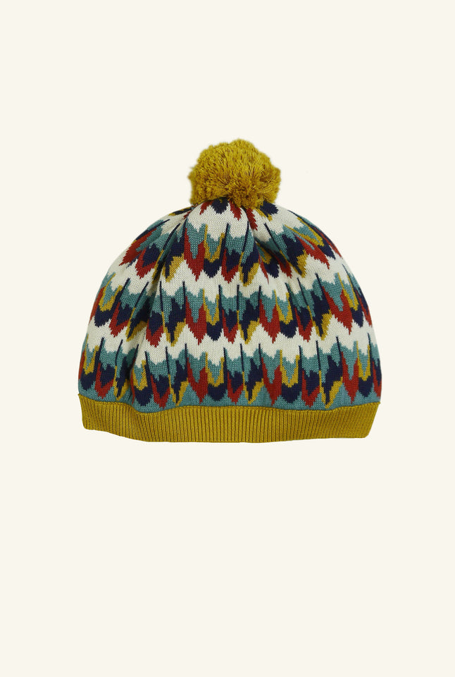 Knitted Hat - Mustard Marbled Feather