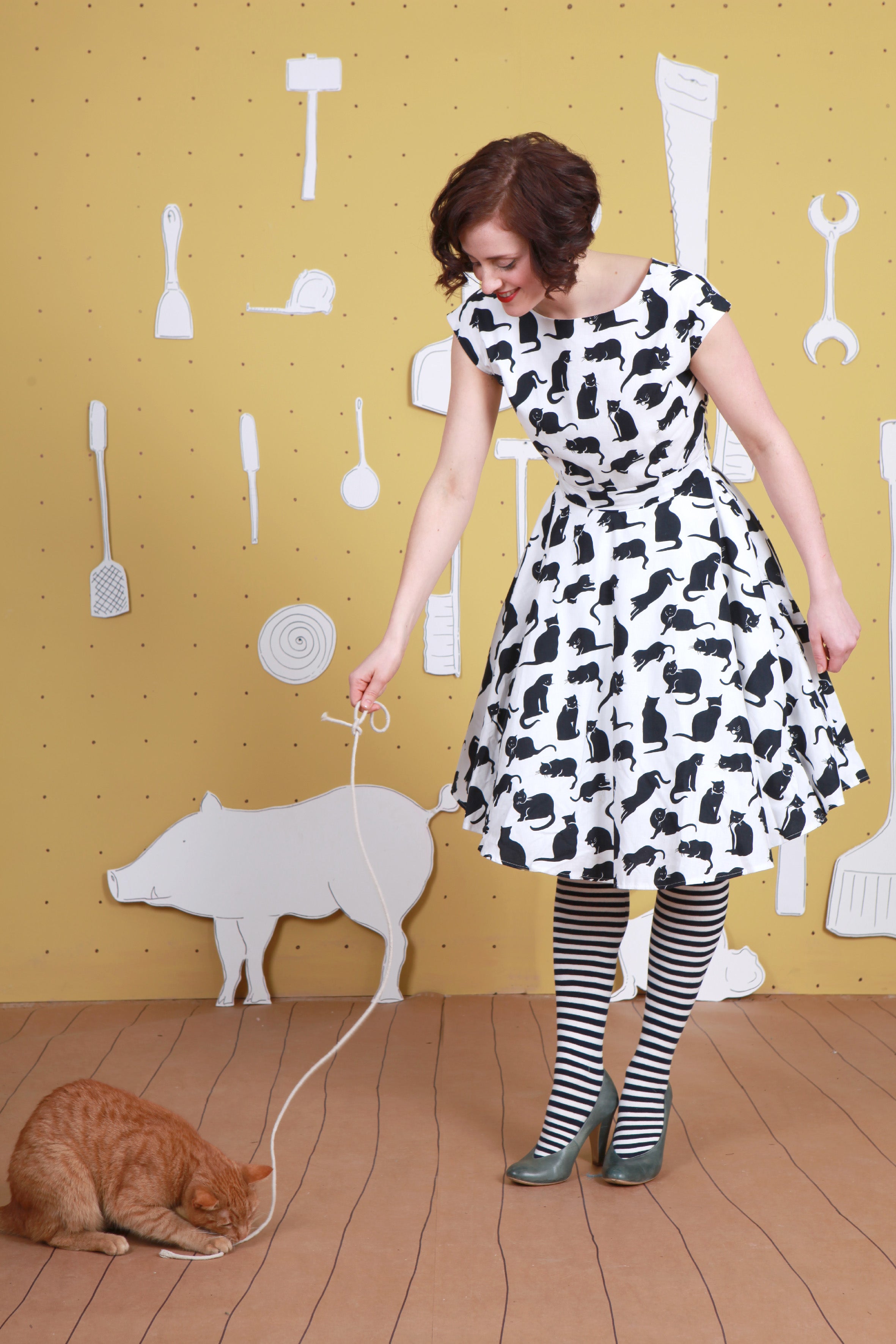 Remnant - 158cm x 168 - Black Cats - Cotton