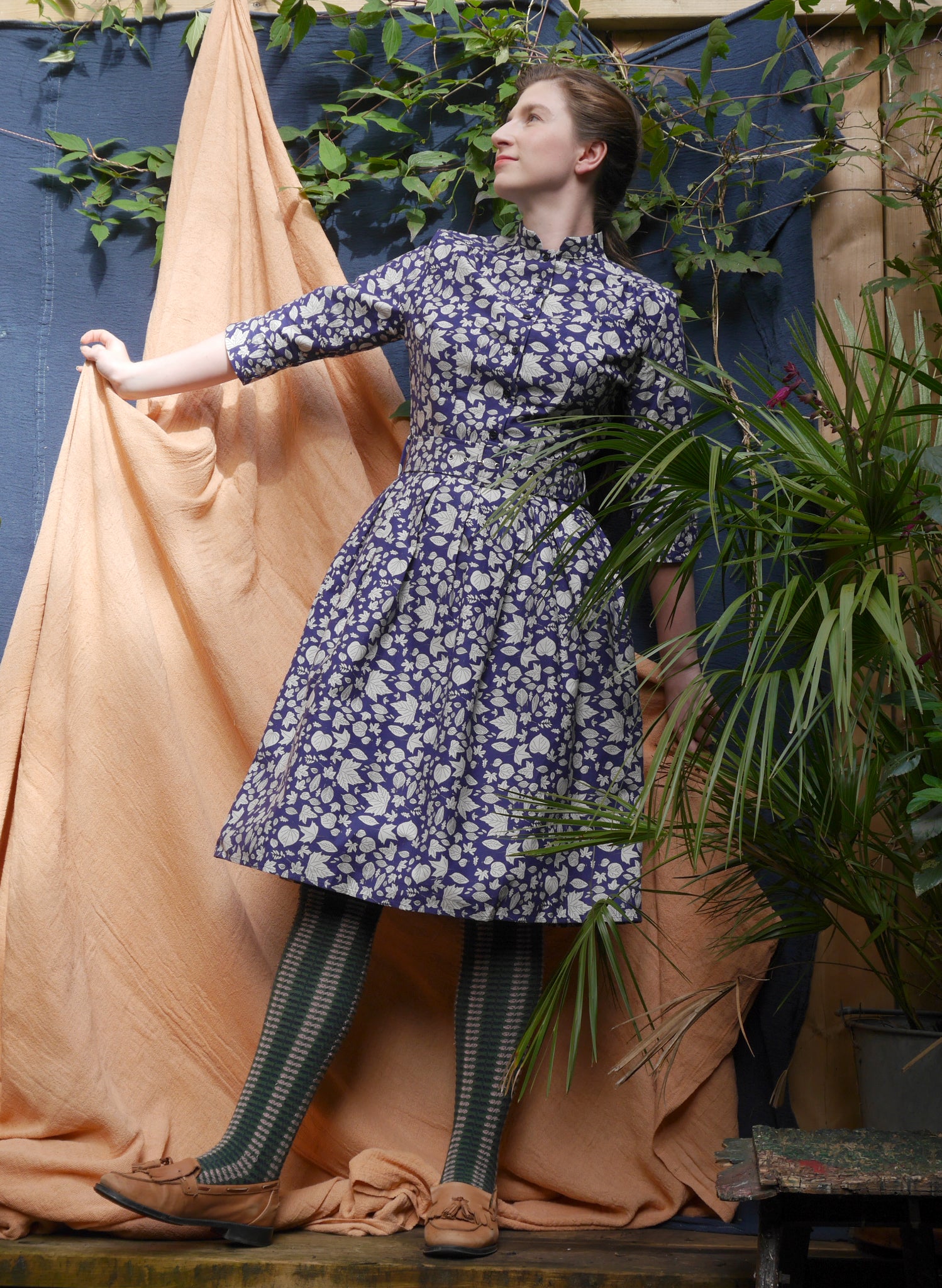 PRE LOVED - Cynthia Dress - Navy Autumn Leaves - Size 08