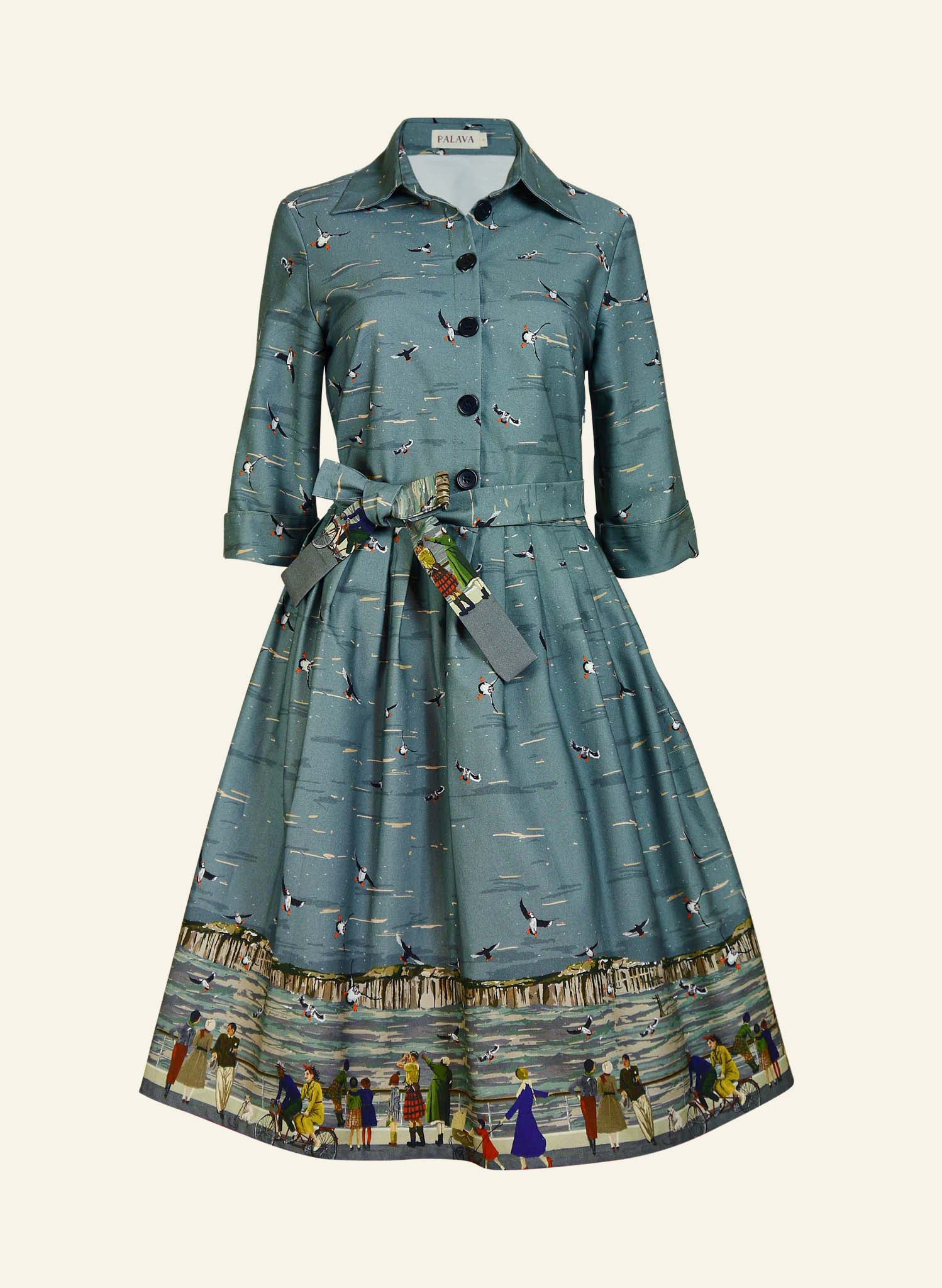Archive Sale - Size S - Doris - Teal Loch Ness Monster Dress