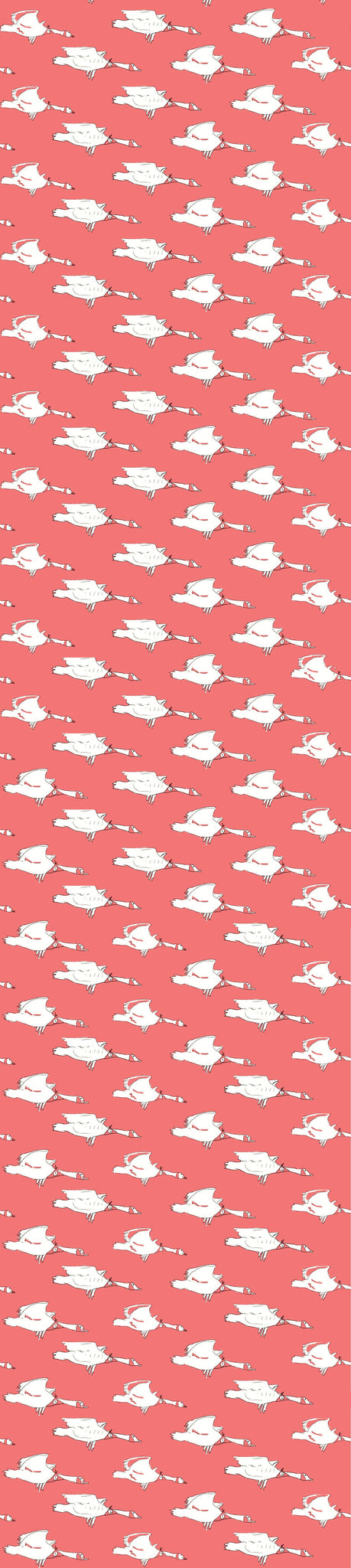 Remnant - 80cm - Coral Ducks Jersey Fabric - Cotton