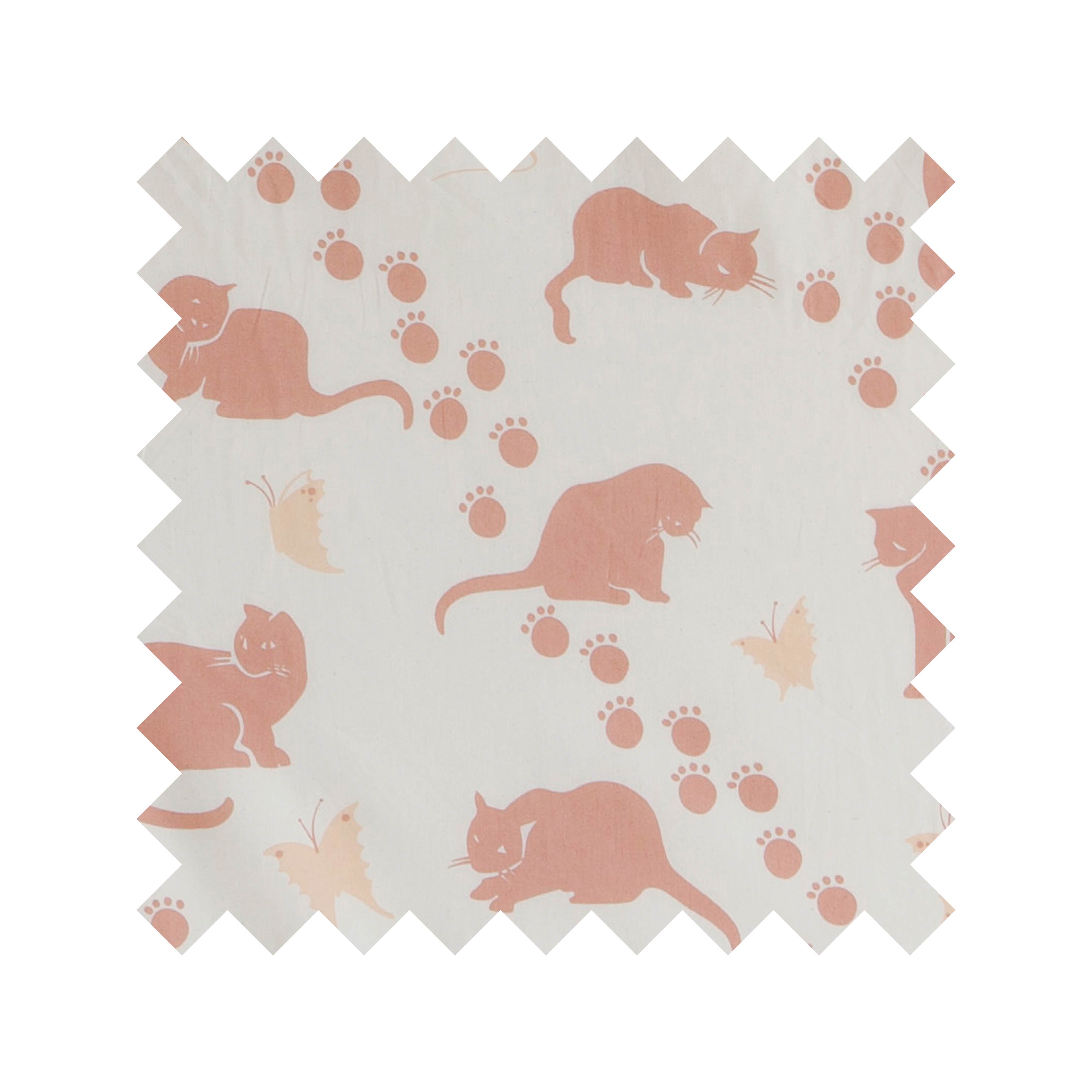 Remnant - 138cm x 37.5cm - Ecru Large Cat Print Fabric - Cotton