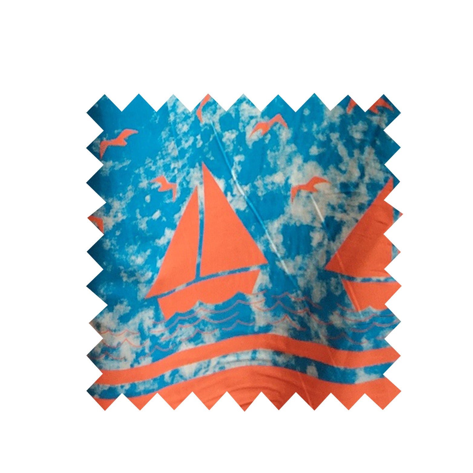 Remnant - 157cm x 57cm - Blue Sailing Boats Fabric - Cotton