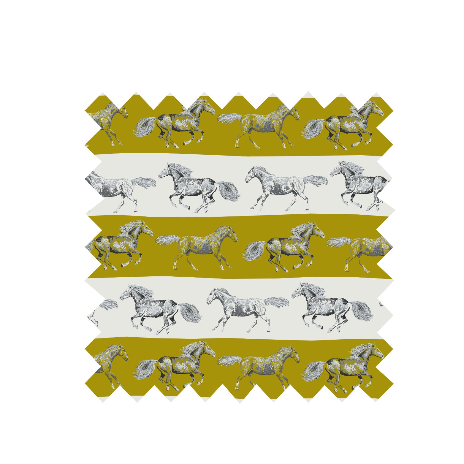Remnant - 46cm x 152cm - Mustard Horses - Organic Cotton