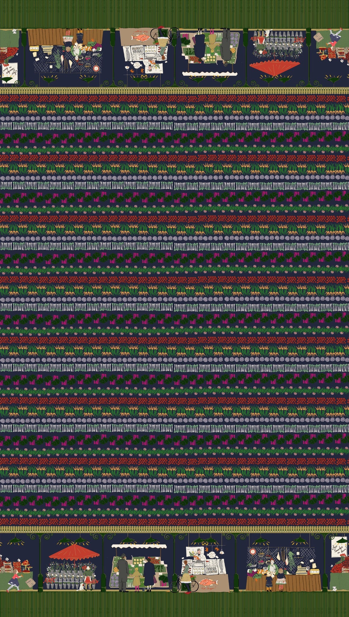 Navy Farmer's Market Fabric - Palava