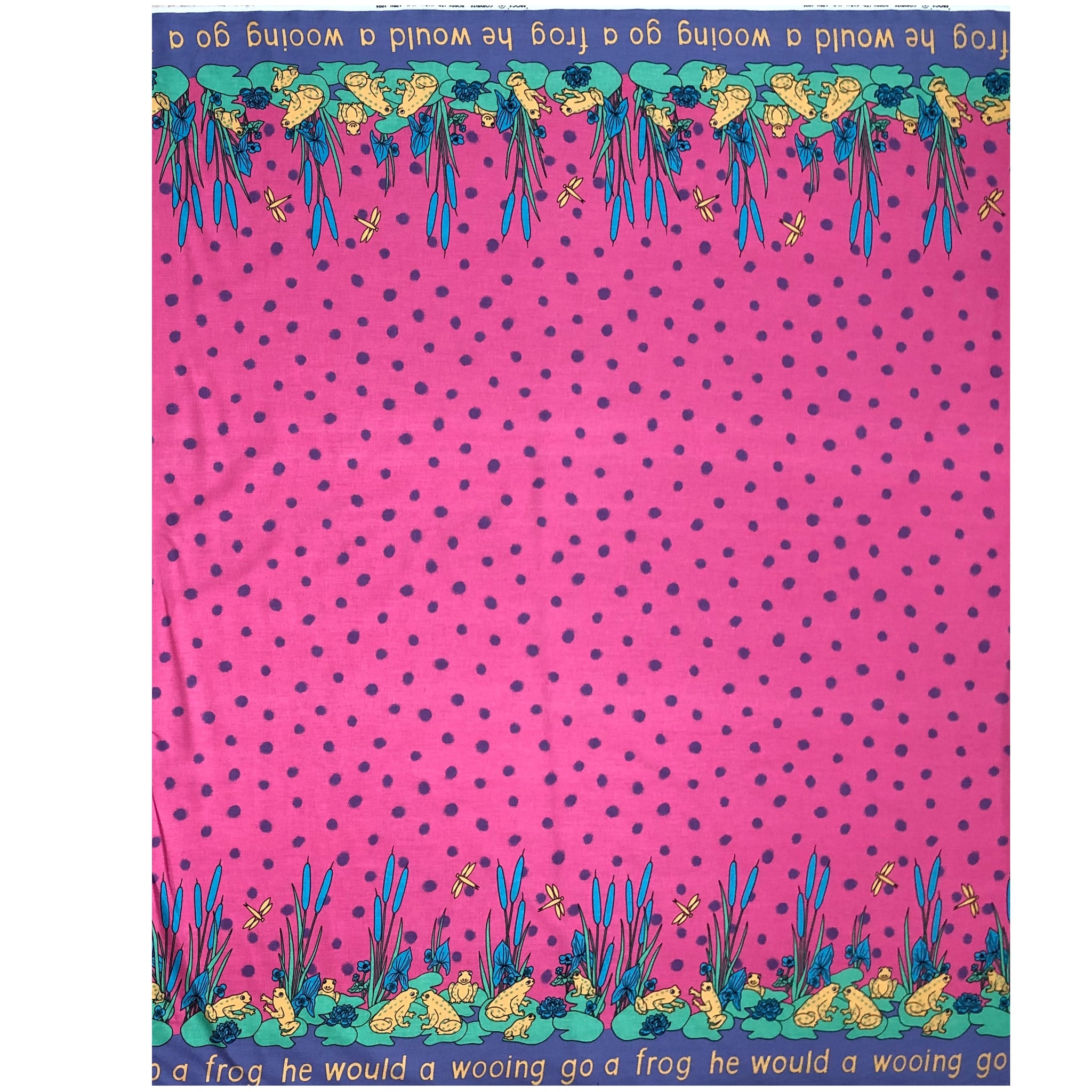 Remnant - 1m - Pink Frog Lily Print Fabric - Cotton