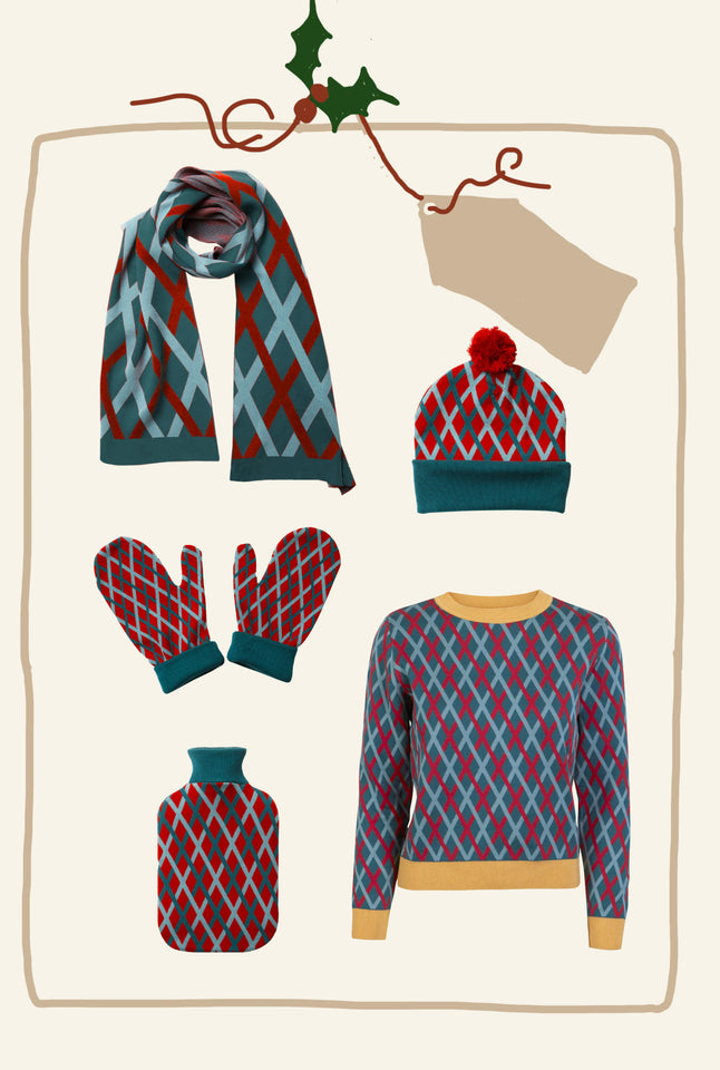 Knitted Accessories Ultimate Gift Set - Teal Lattice