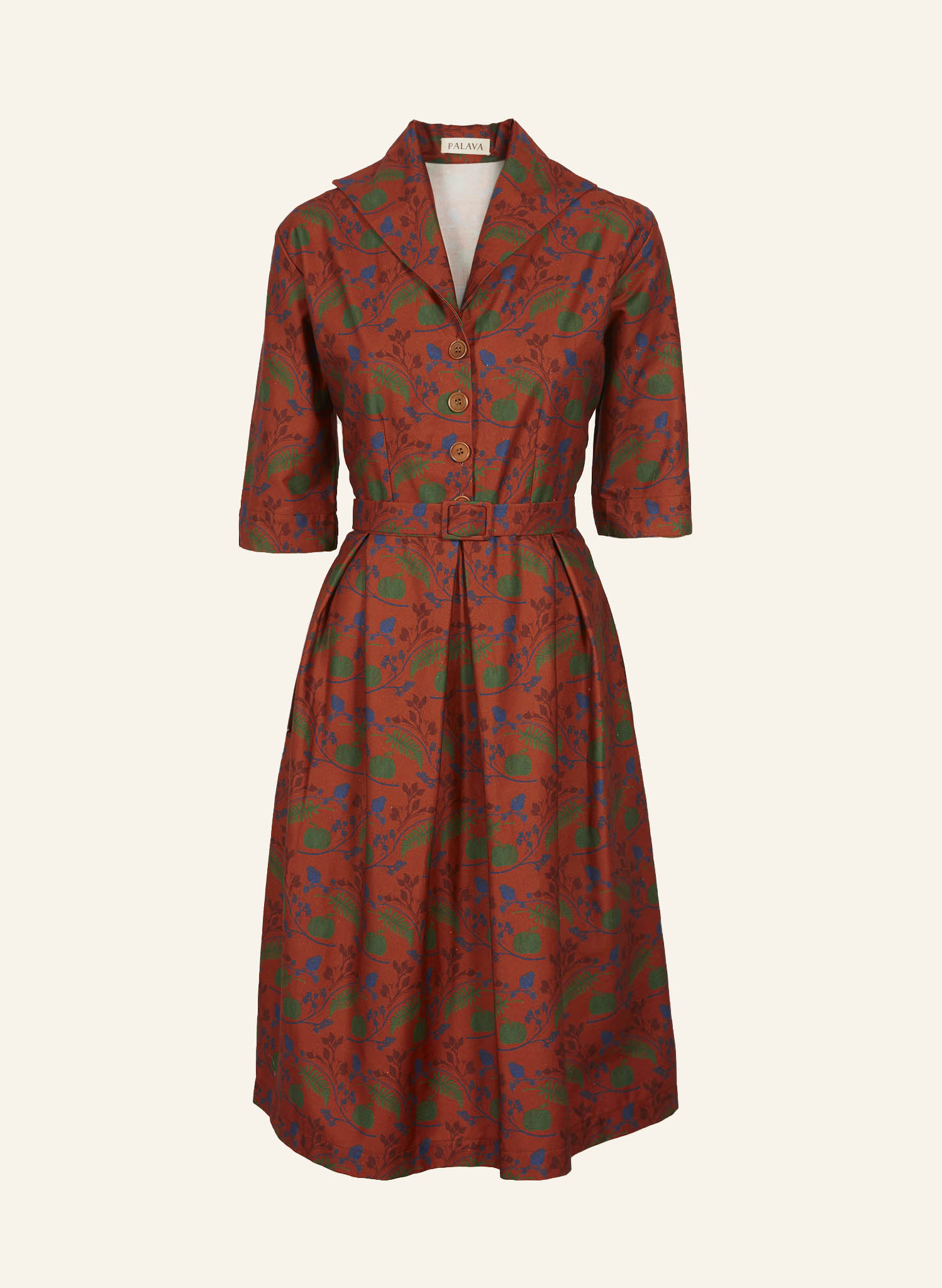 Archive Sale - Size 08 - Ida - Rust Hedgerow Dress | 100% Organic Cotton