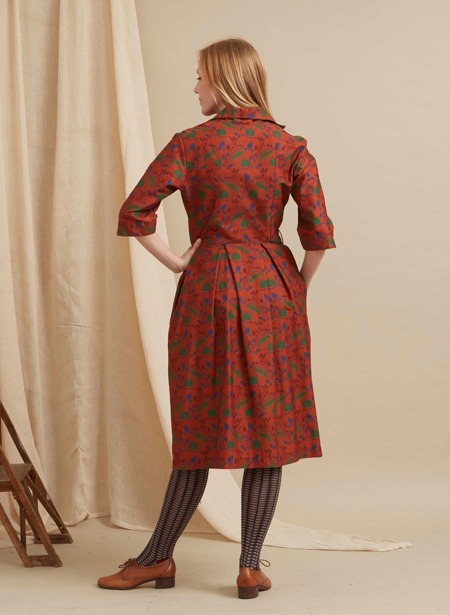 Archive Sale - Size 08 - Ida - Rust Hedgerow Dress | 100% Organic Cotton