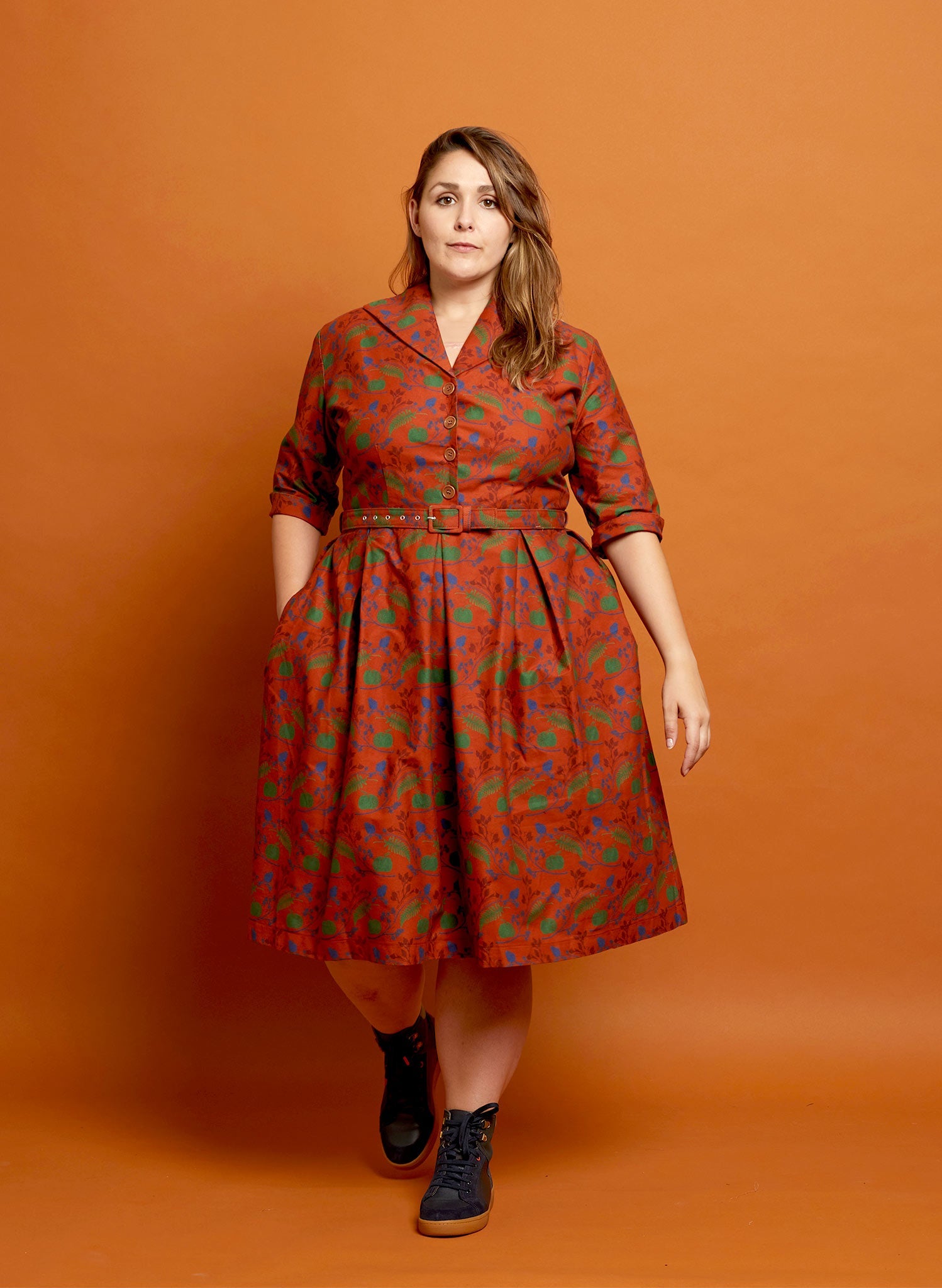 Archive Sale - Size 08 - Ida - Rust Hedgerow Dress | 100% Organic Cotton
