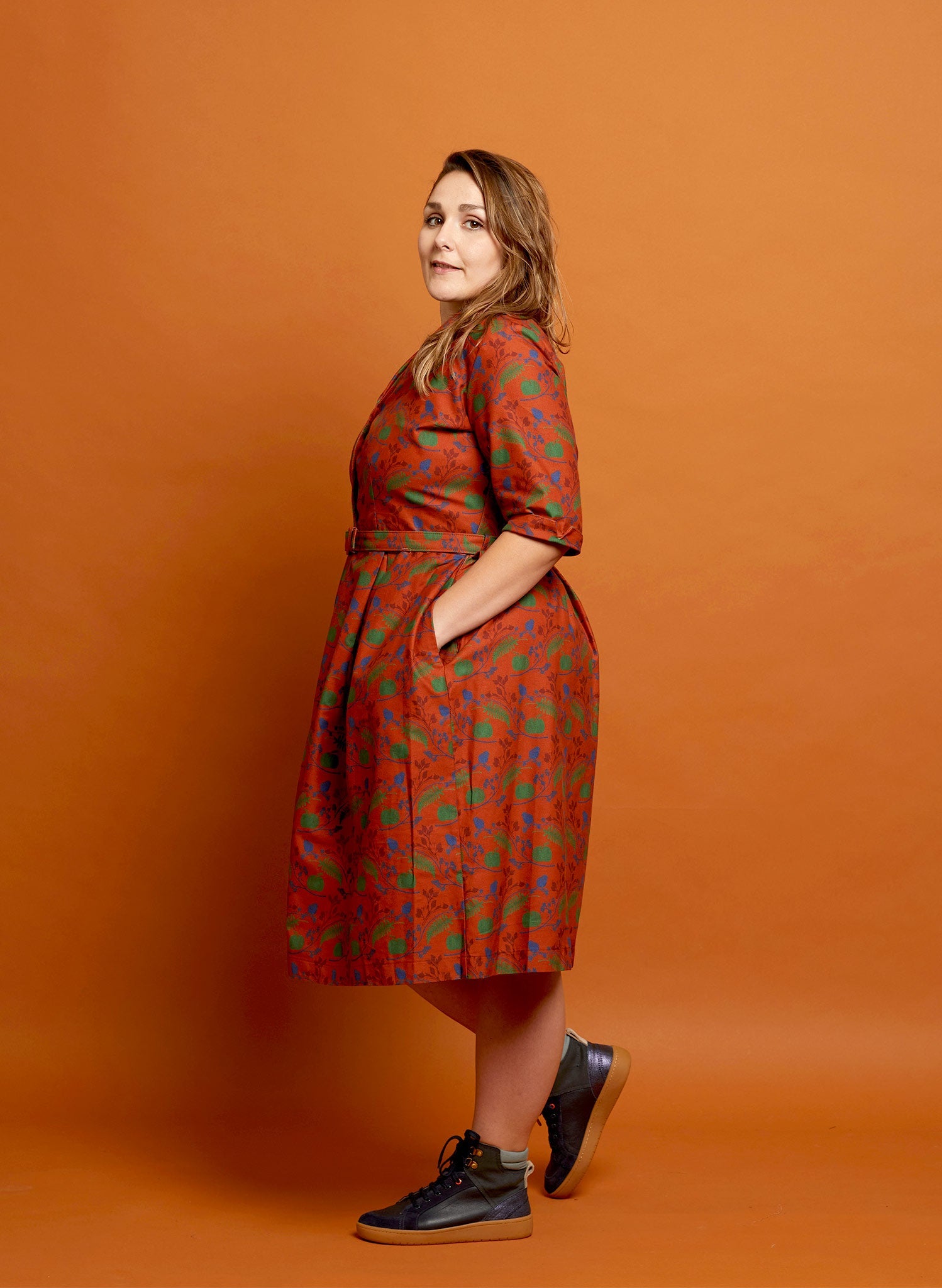 Archive Sale - Size 08 - Ida - Rust Hedgerow Dress | 100% Organic Cotton