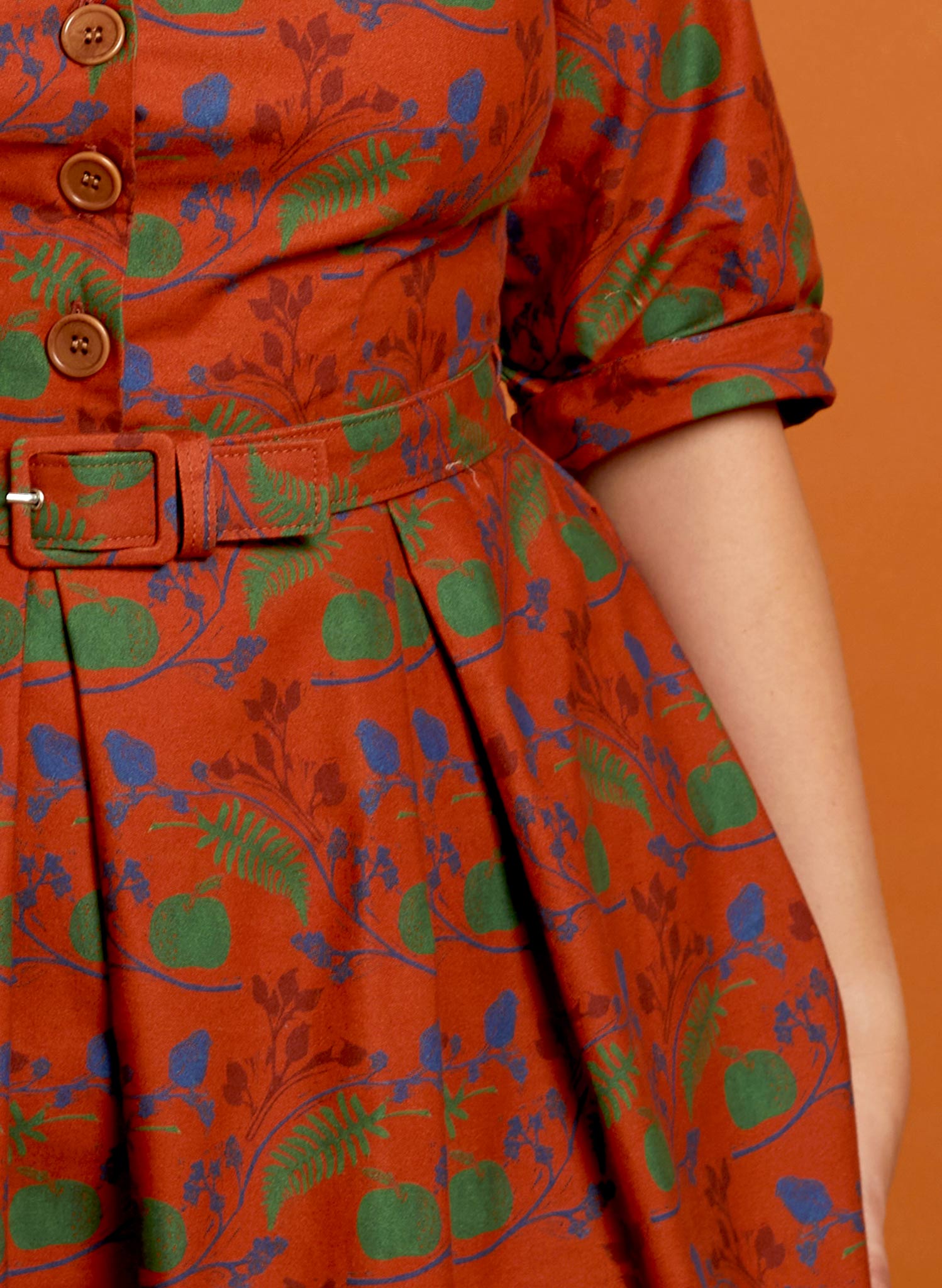 Archive Sale - Size 08 - Ida - Rust Hedgerow Dress | 100% Organic Cotton