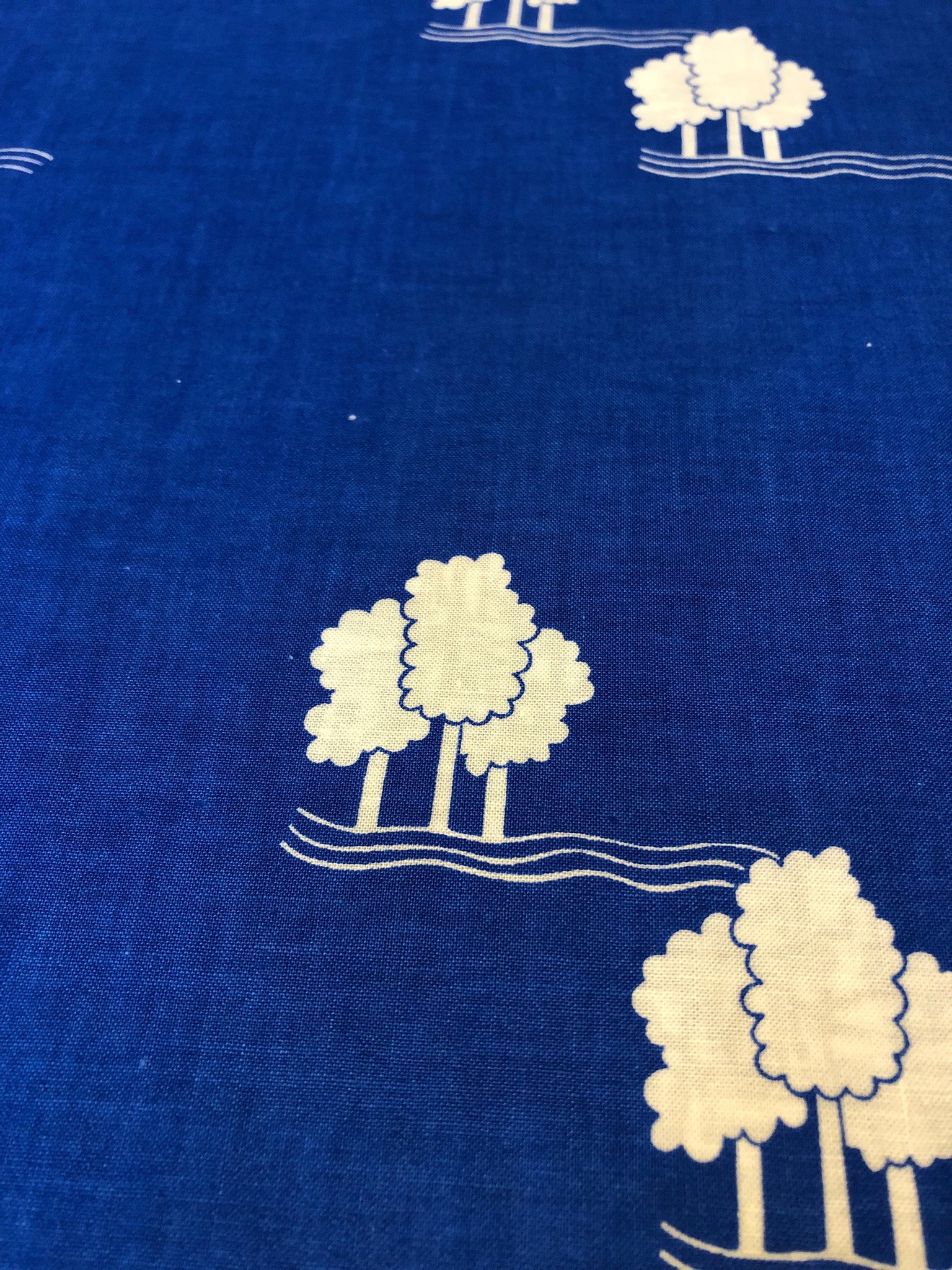 2nds Royal Blue Trees Fabric - Cotton