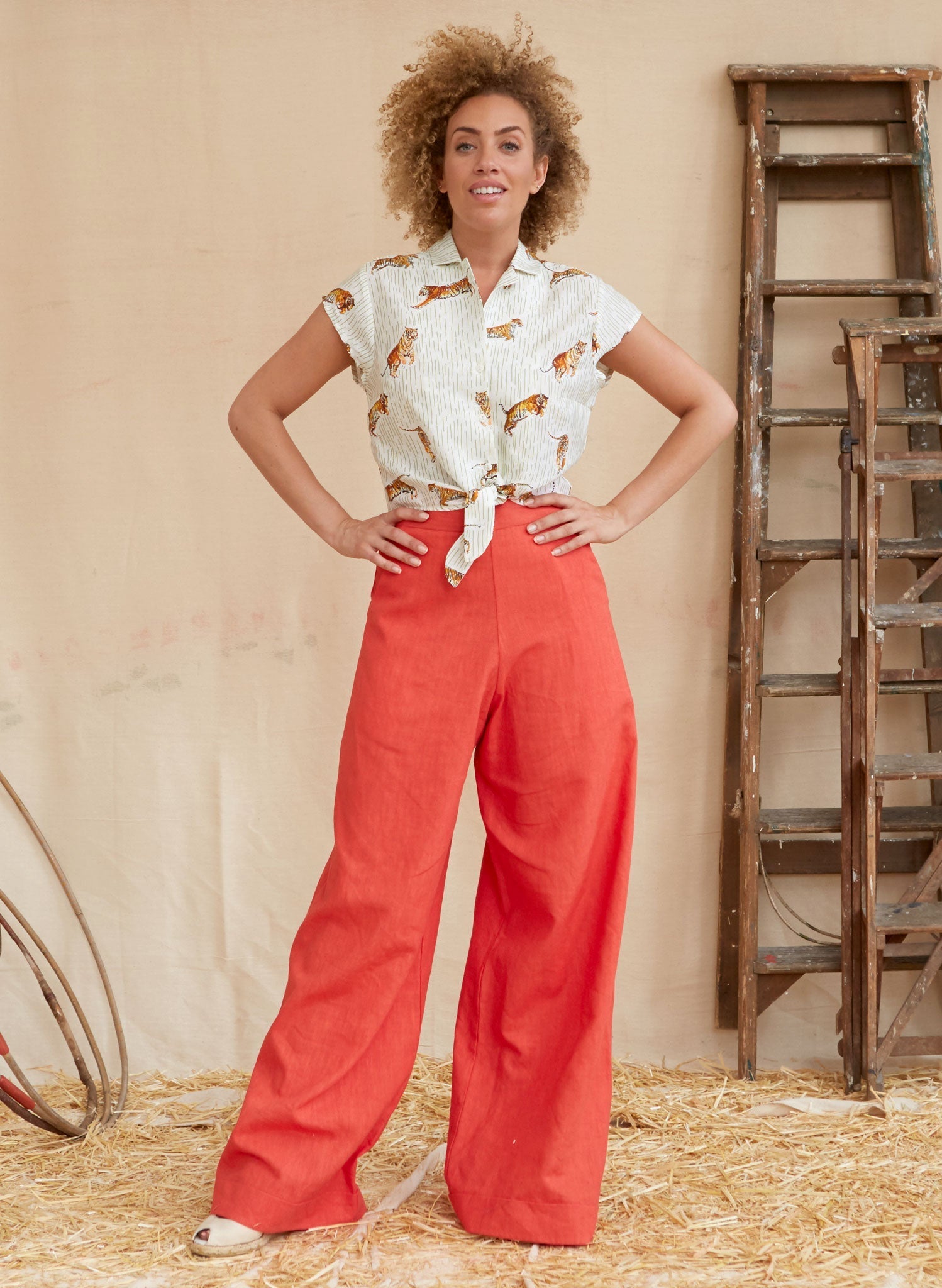 Archive Sale - Size 08 - Josephine - Coral Linen Trousers
