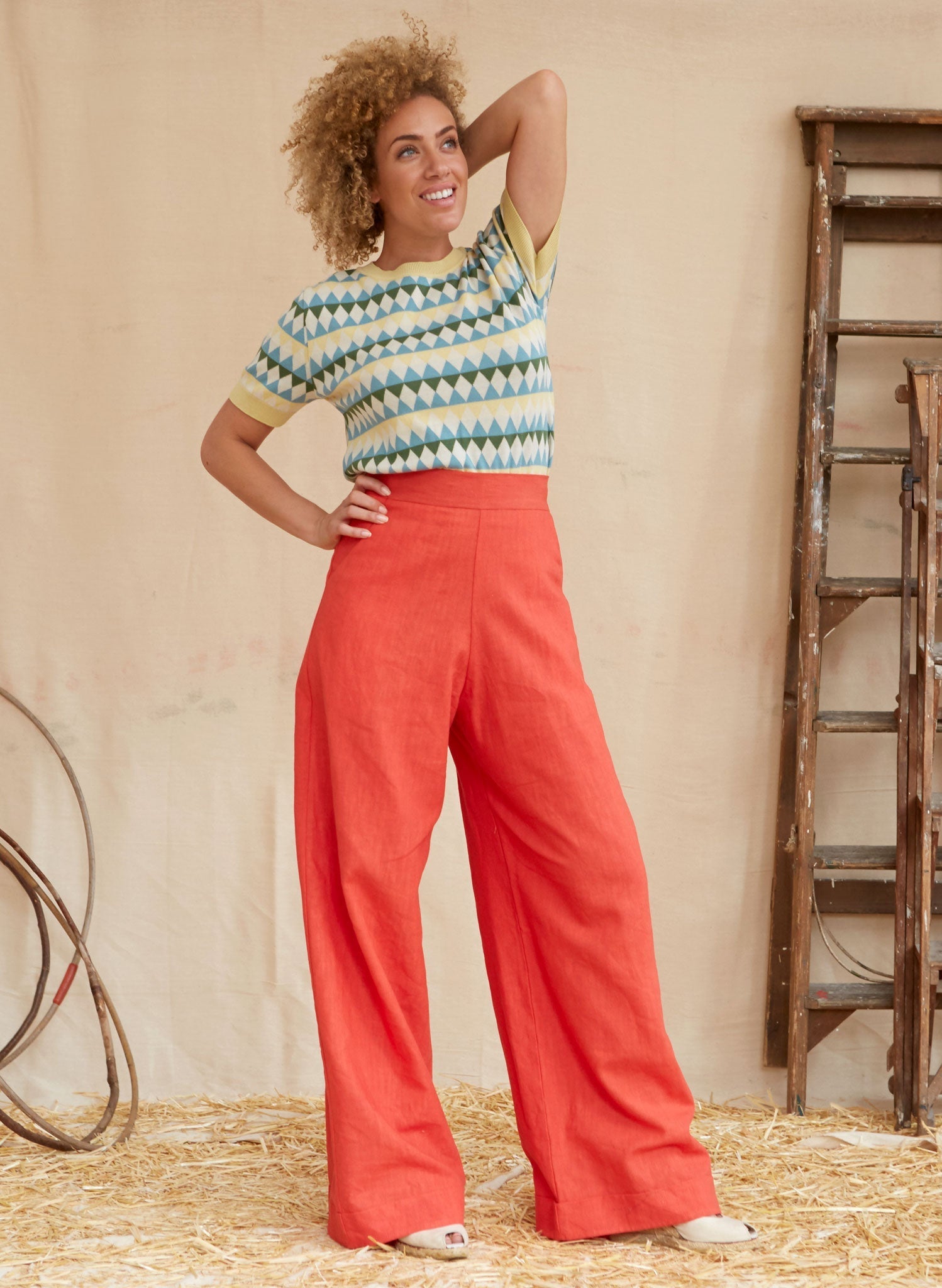 Archive Sale - Size 08 - Josephine - Coral Linen Trousers