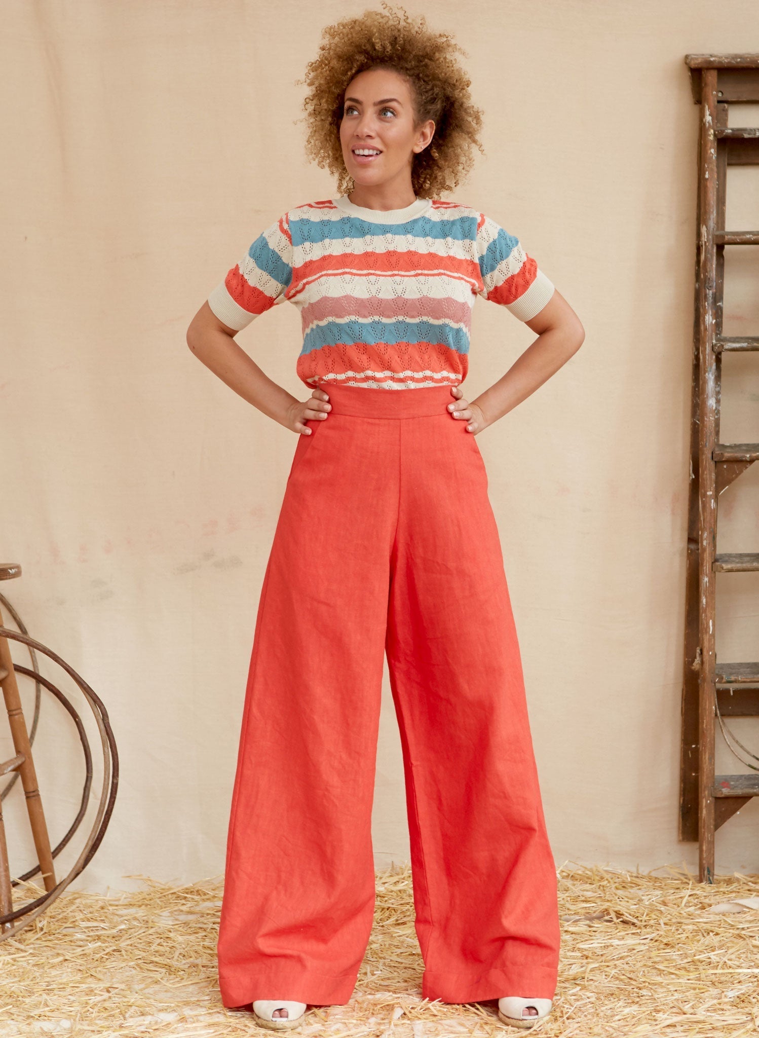 Archive Sale - Size 08 - Josephine - Coral Linen Trousers