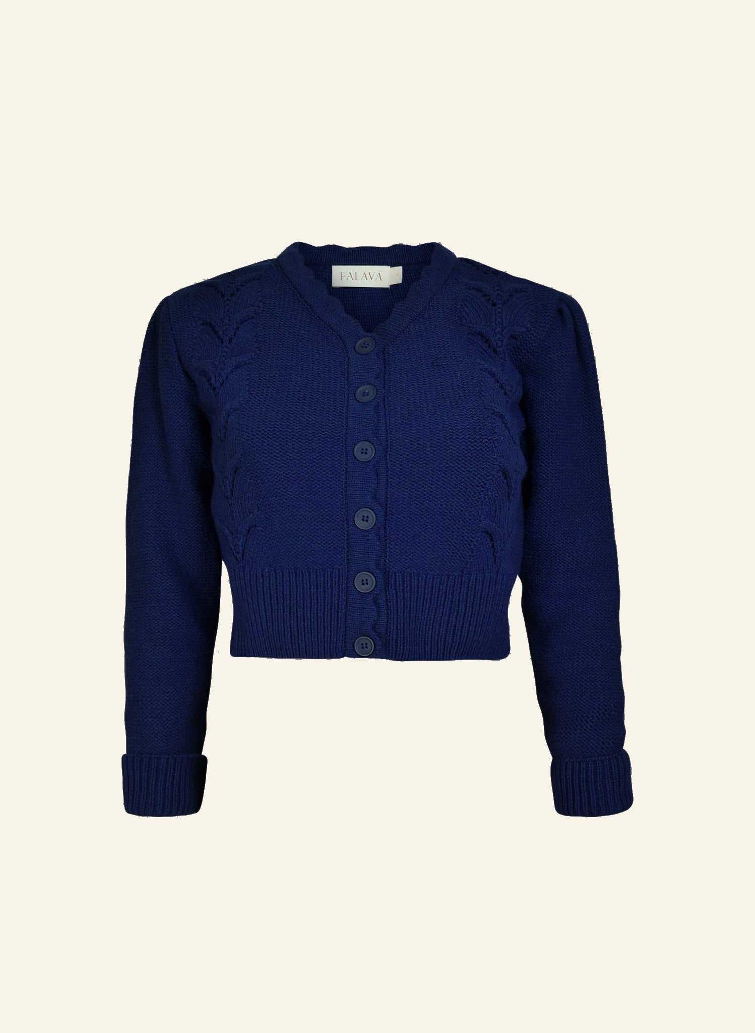 Leah Winter - Navy Vine Knitted Cardigan