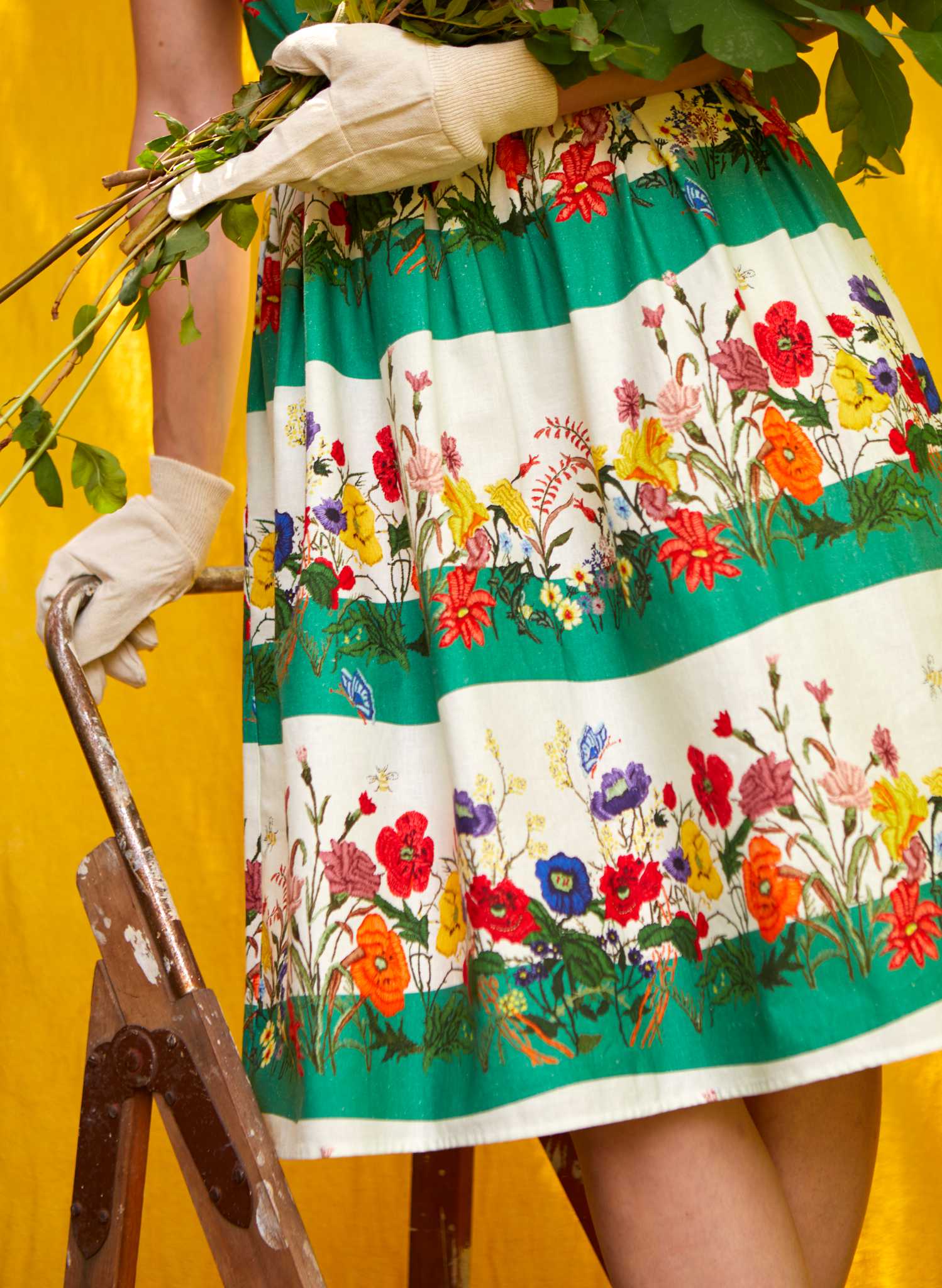 Archive Sale -  Louise - Green Summer Meadow Stripe Dress - Not Aligned