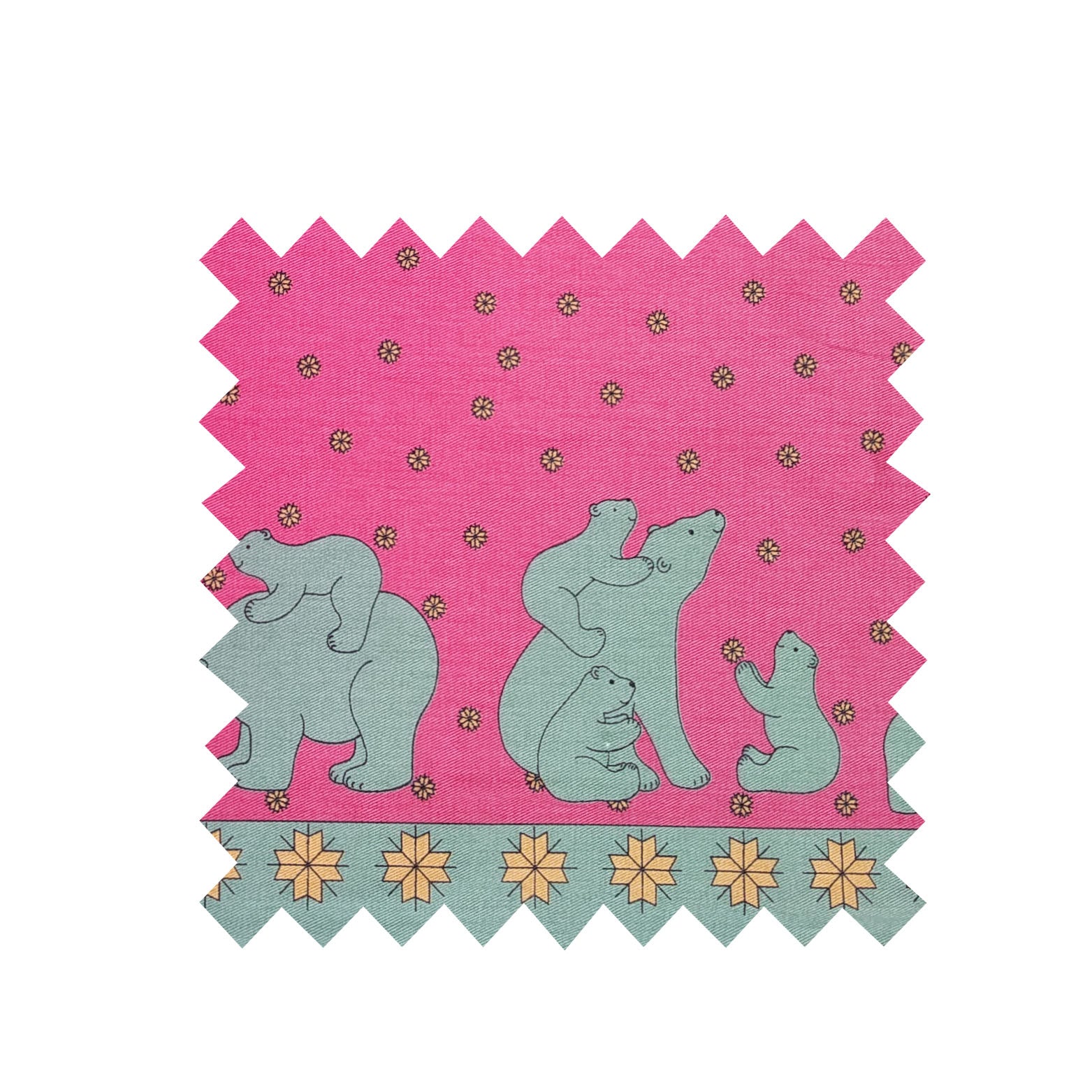 Pink Polar Bear Fabric - Cotton twill