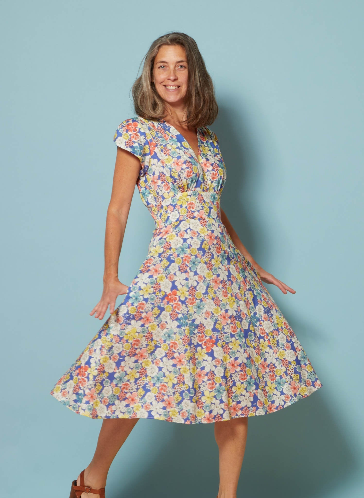 Palava RIta Blue Hibiscus dress made from Tencel