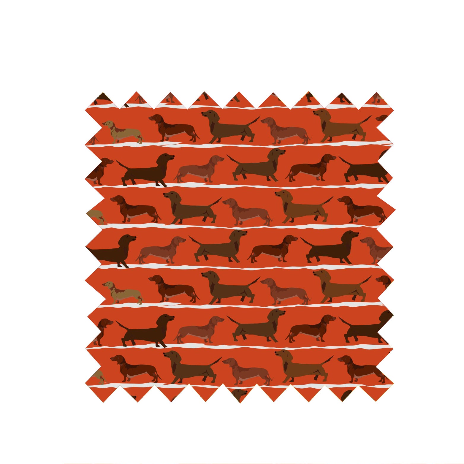 Remnant - 156x155cm - Rust Sausage Dogs - Cotton Twill