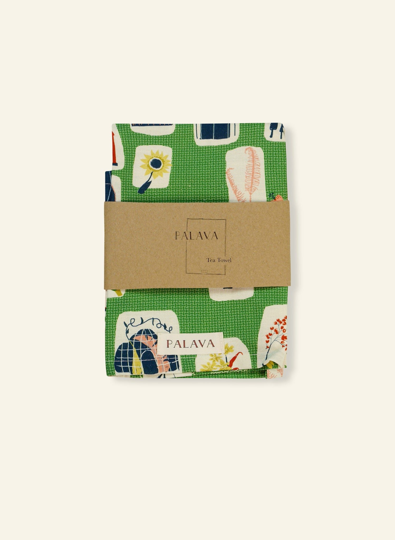 Tea Towel - Green Postcards