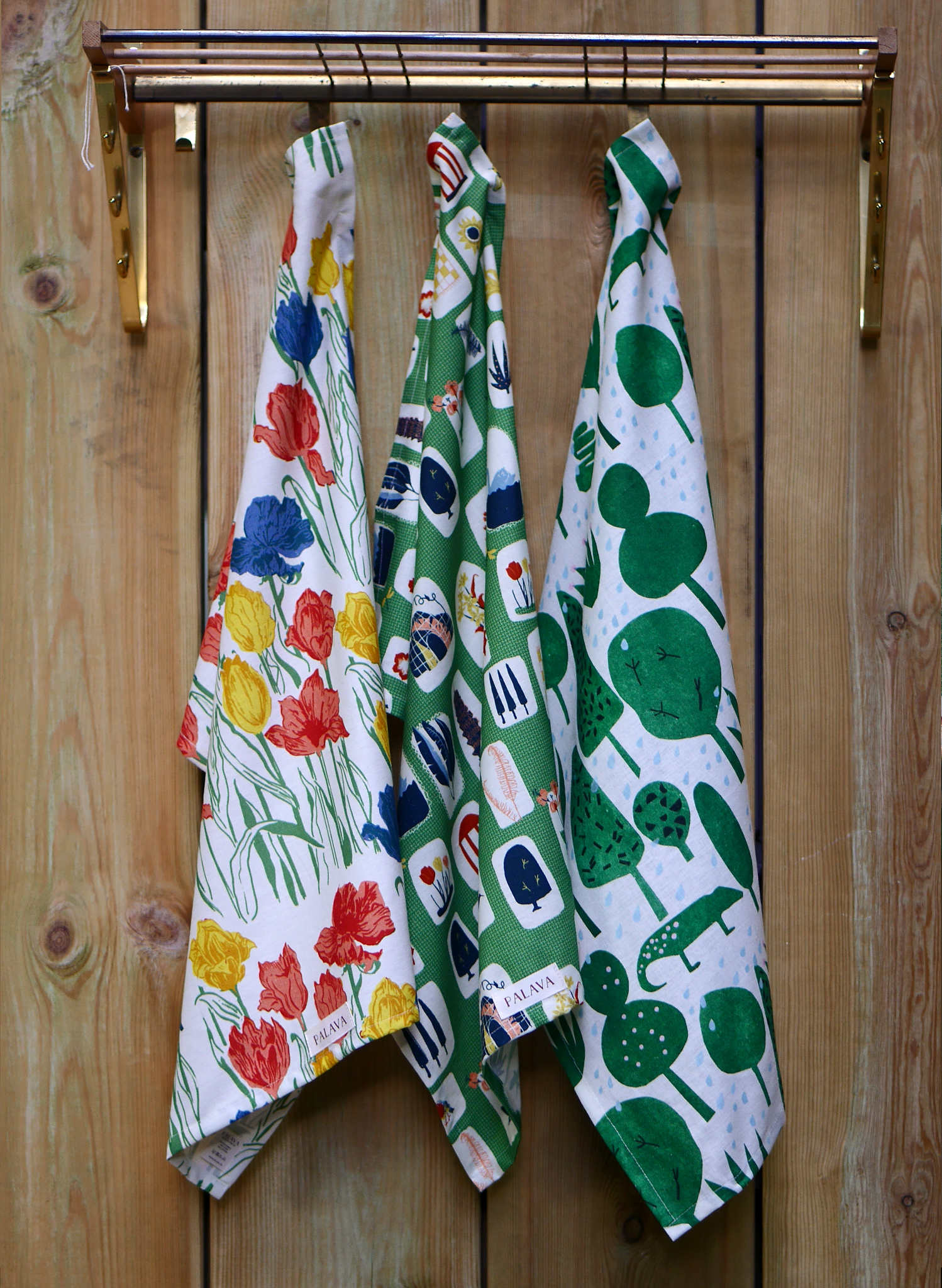 Tea Towel - Green Postcards