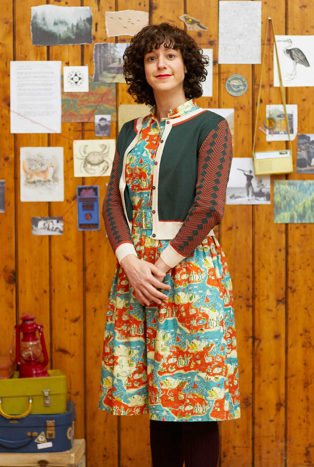 Vera - Green Fox Embroidered Cardigan