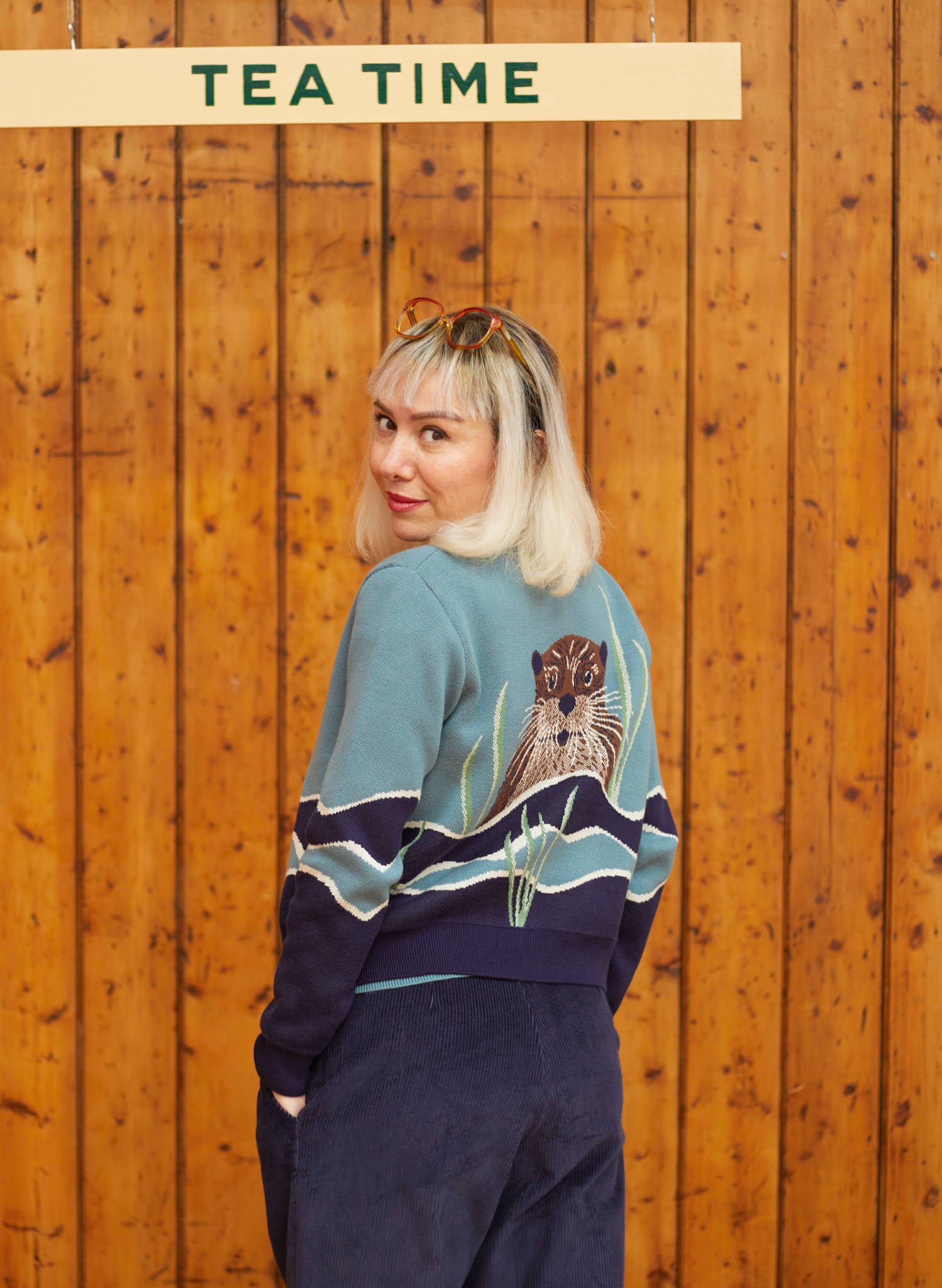 Vera - Blue Otter Jacquard Cardigan