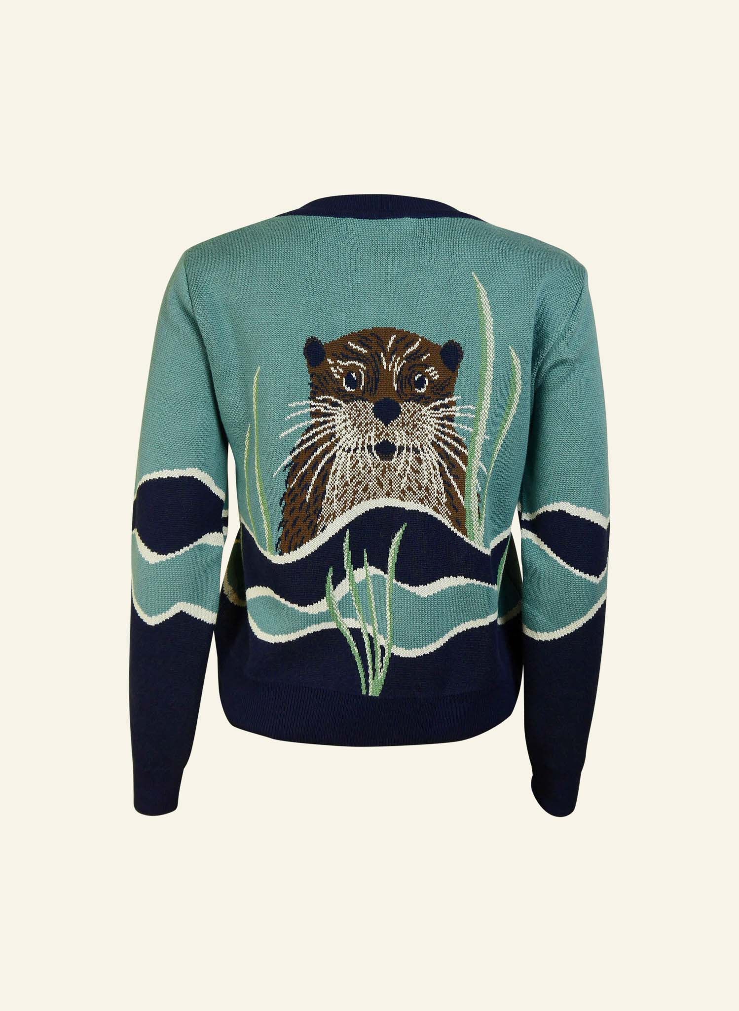 Vera - Blue Otter Jacquard Cardigan