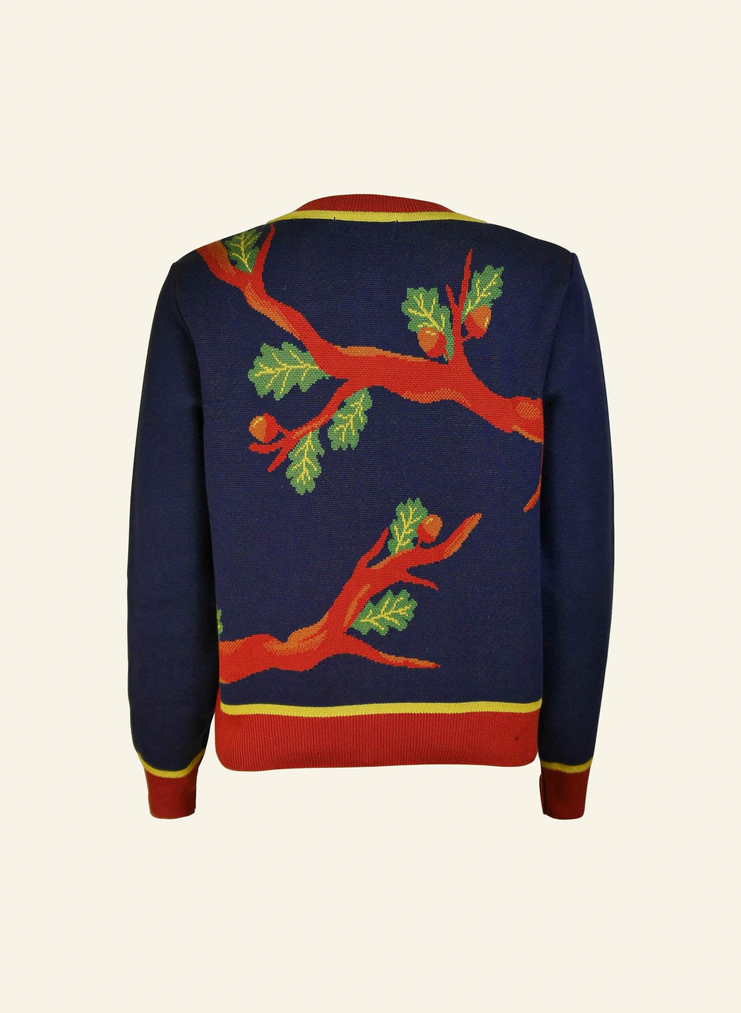 Vera - Navy Woodland Squirrel Jacquard Cardigan