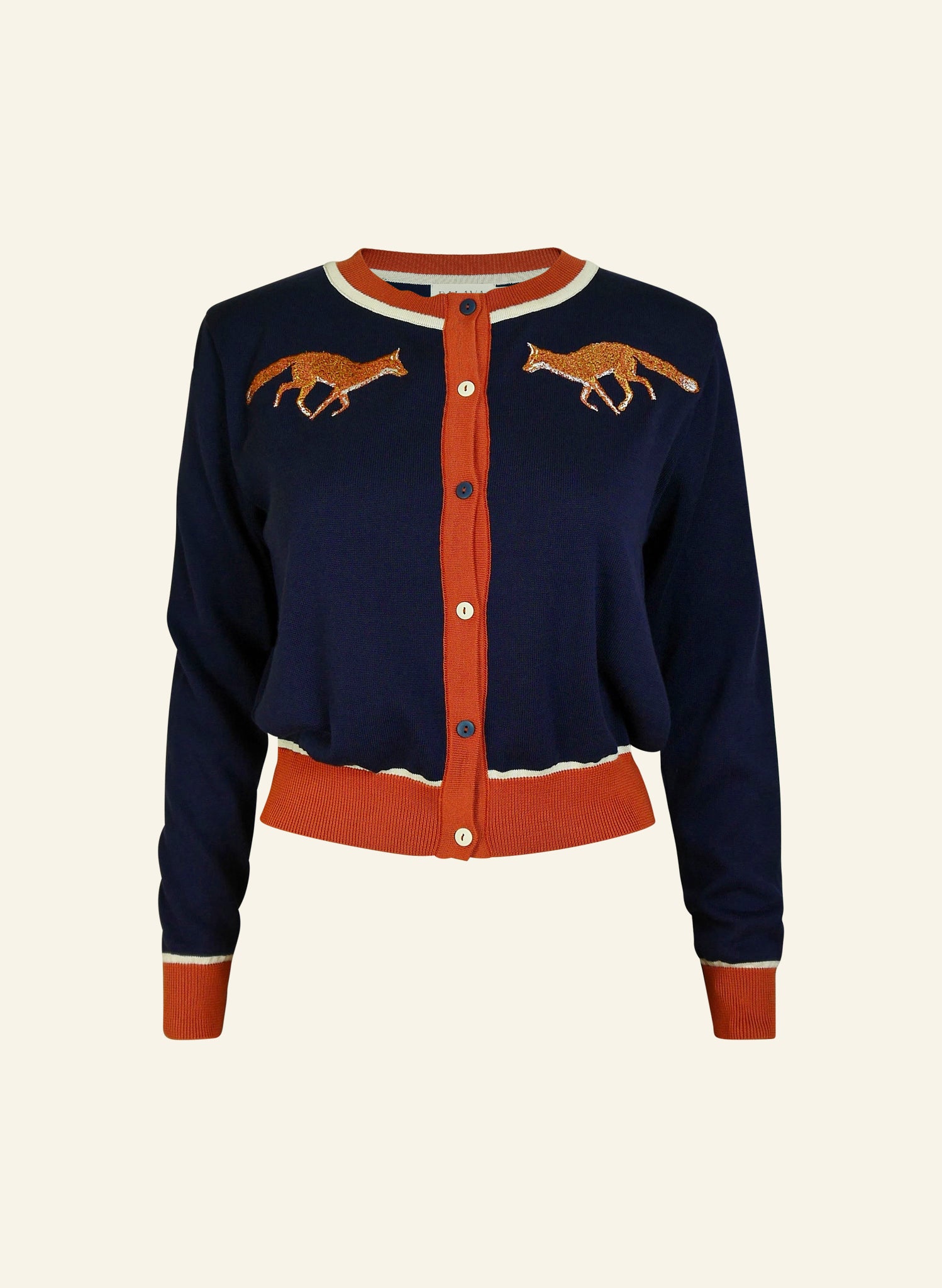 Archive Sale - Size S - Vera Navy Rust Fox Cardigan