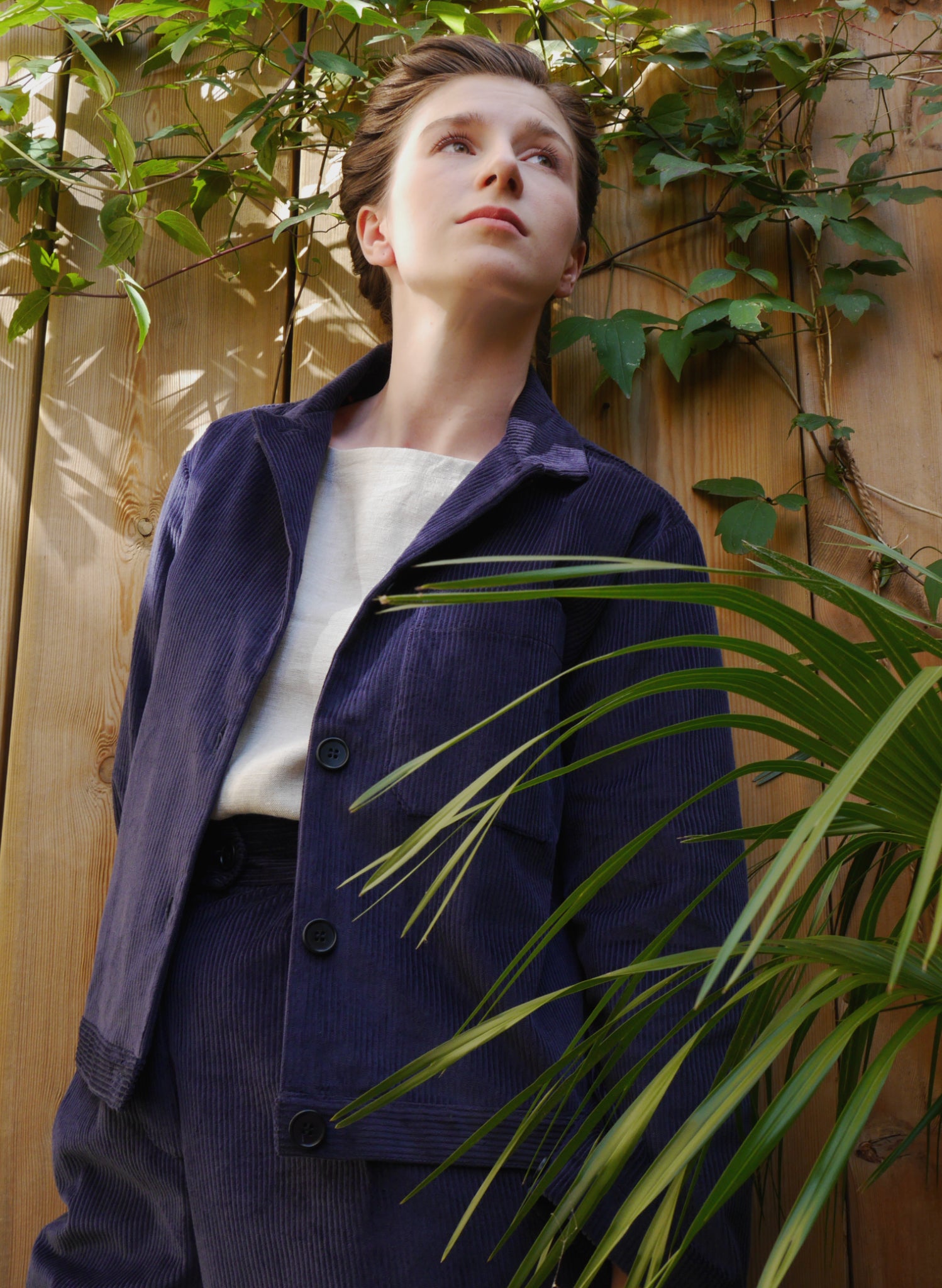 navy 100% cotton corduroy unisex jacket for autumn and winter made sustainably and ethically in london