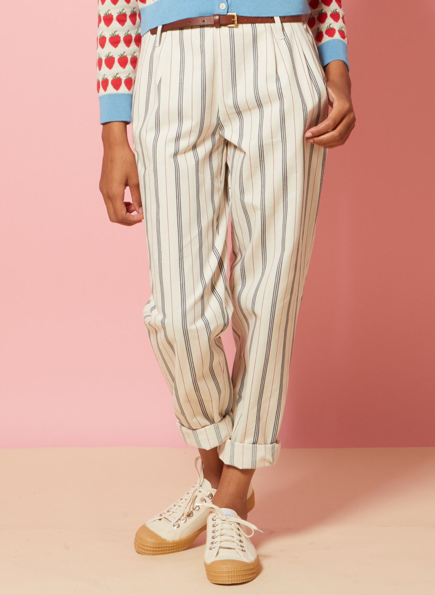 Wilma - Nautical Stripe Cotton Trousers