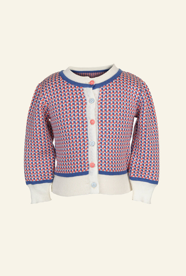 Children's Cardigan - Blue/Coral Fly Away