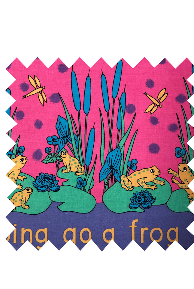 Pink Frog Lily Print Fabric - Cotton