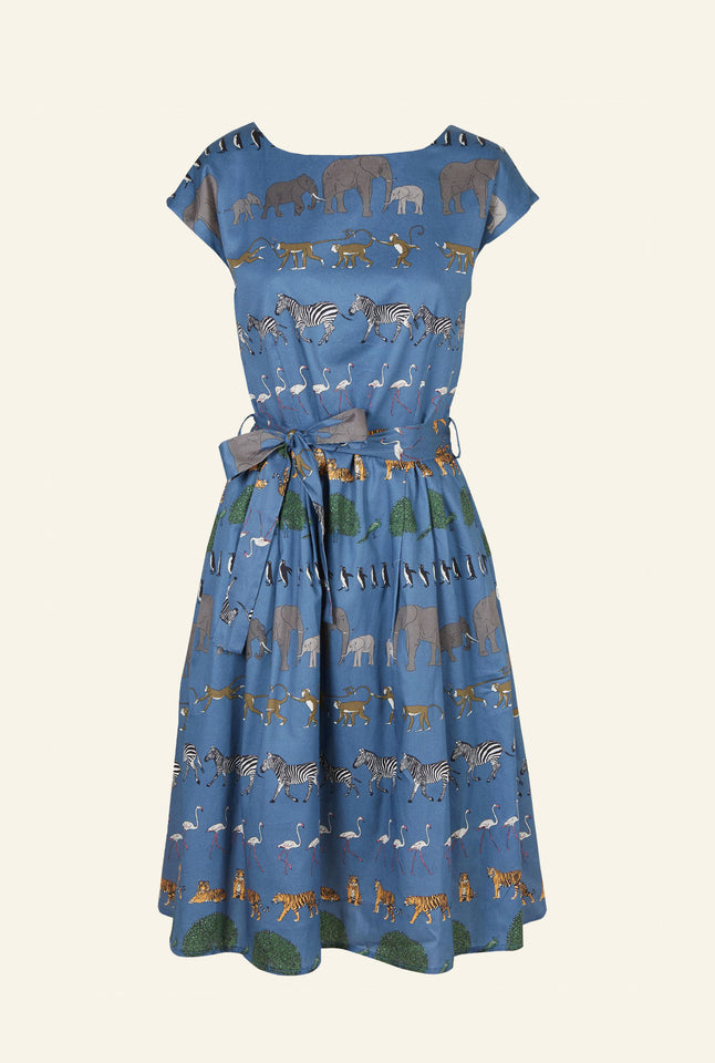 Beatrice Cap - Blue Walking Zoo Dress