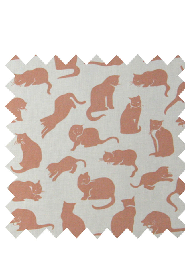 Ecru Small Cat Print Fabric - Cotton