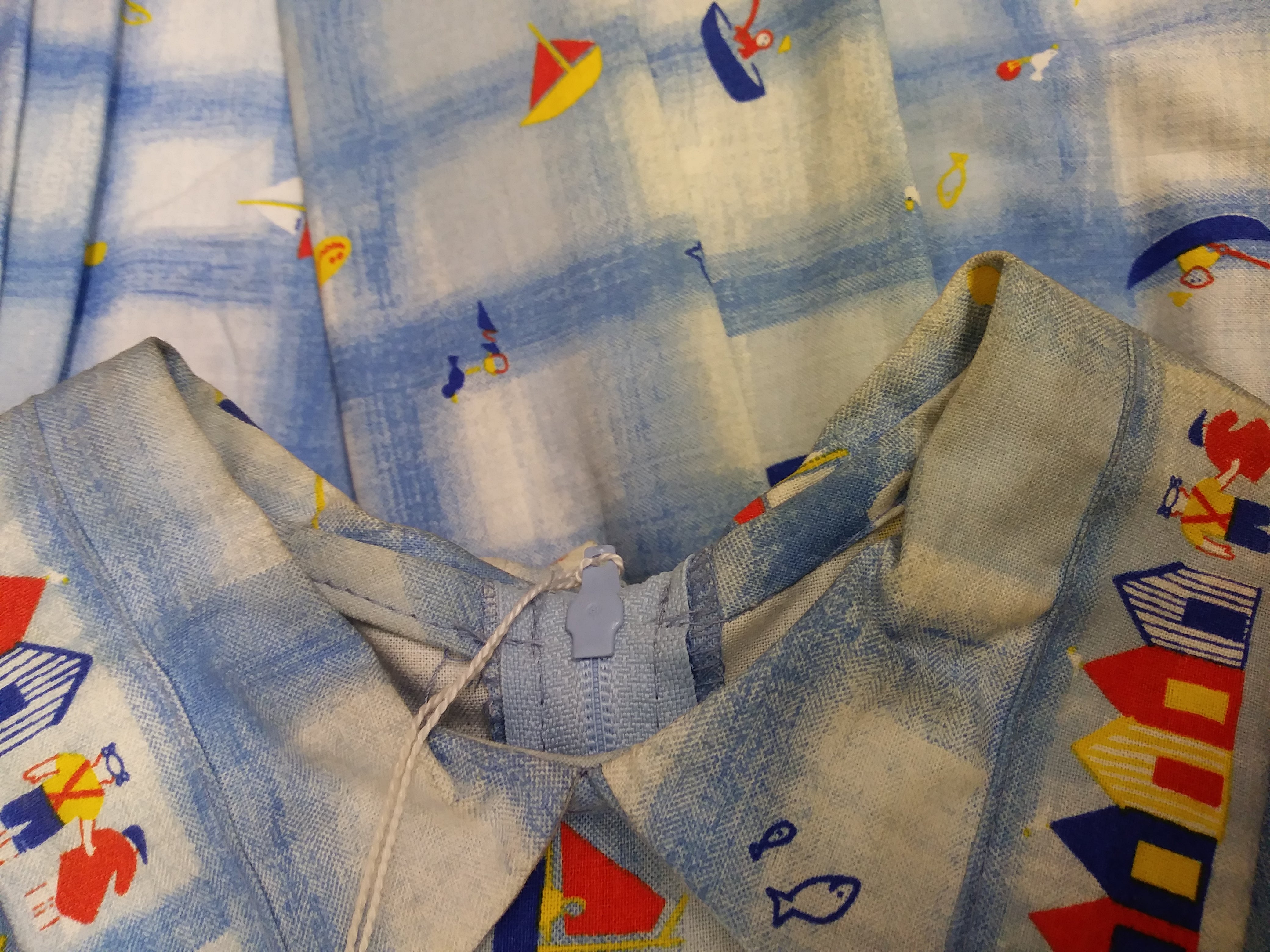 Archive Sale - Poppy - Charlie Dress - Blue Seaside Beach Huts