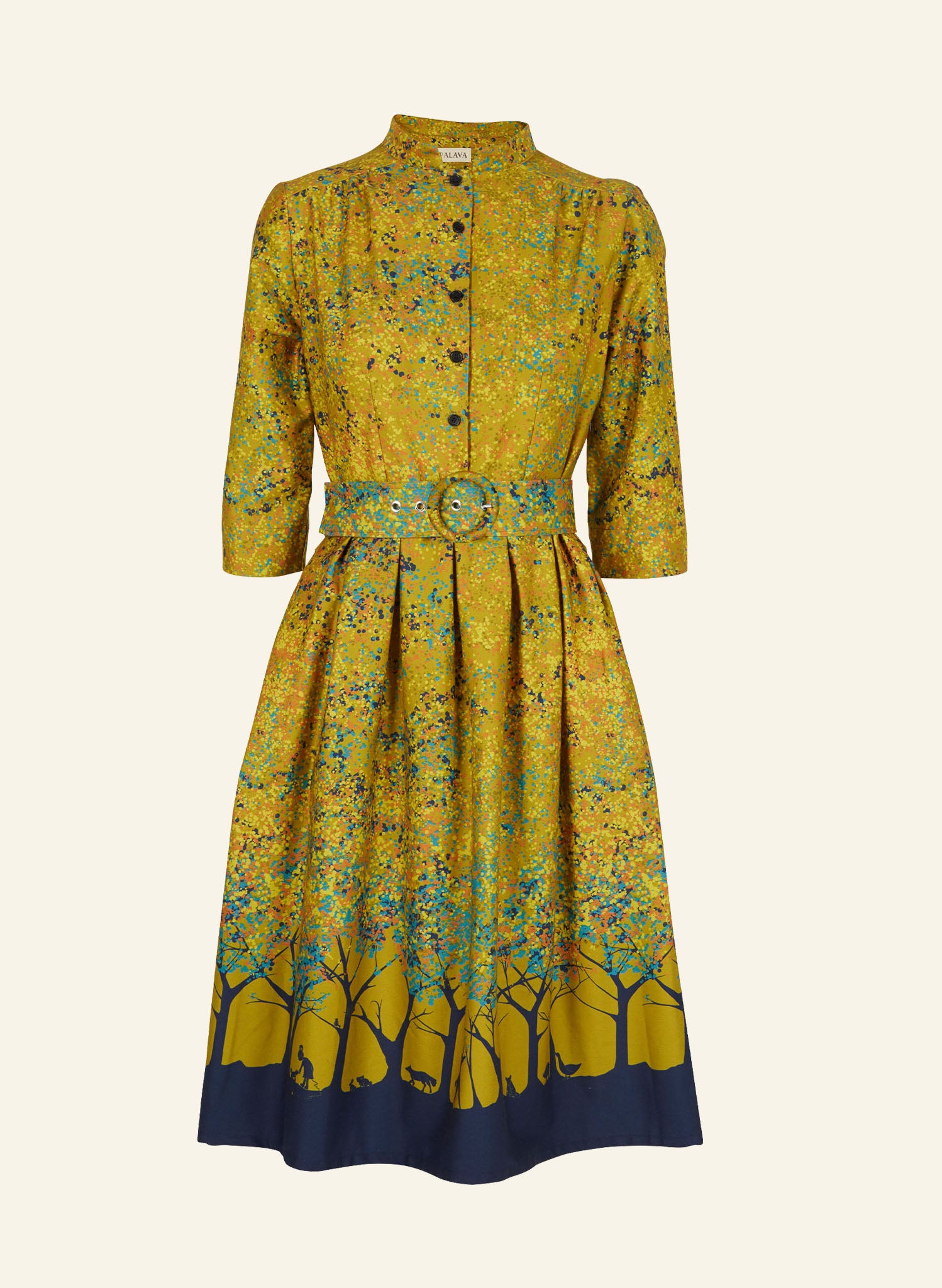 Cynthia - Mustard Forest Dress - 100% Organic Cotton