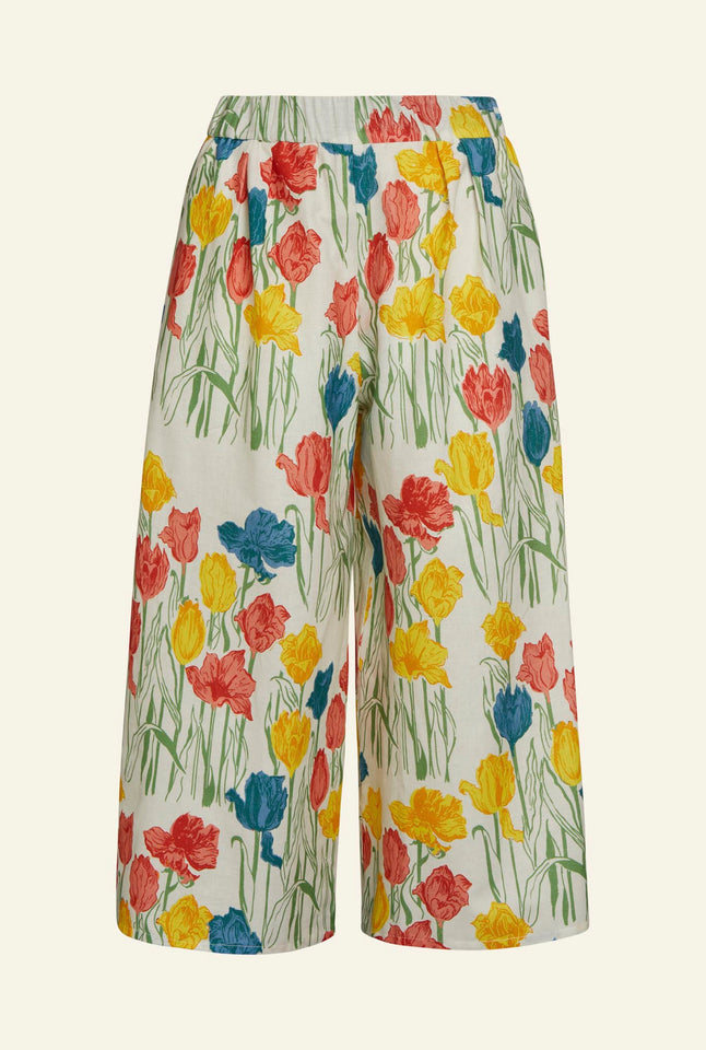 Edith - Ivory Tulips Trousers