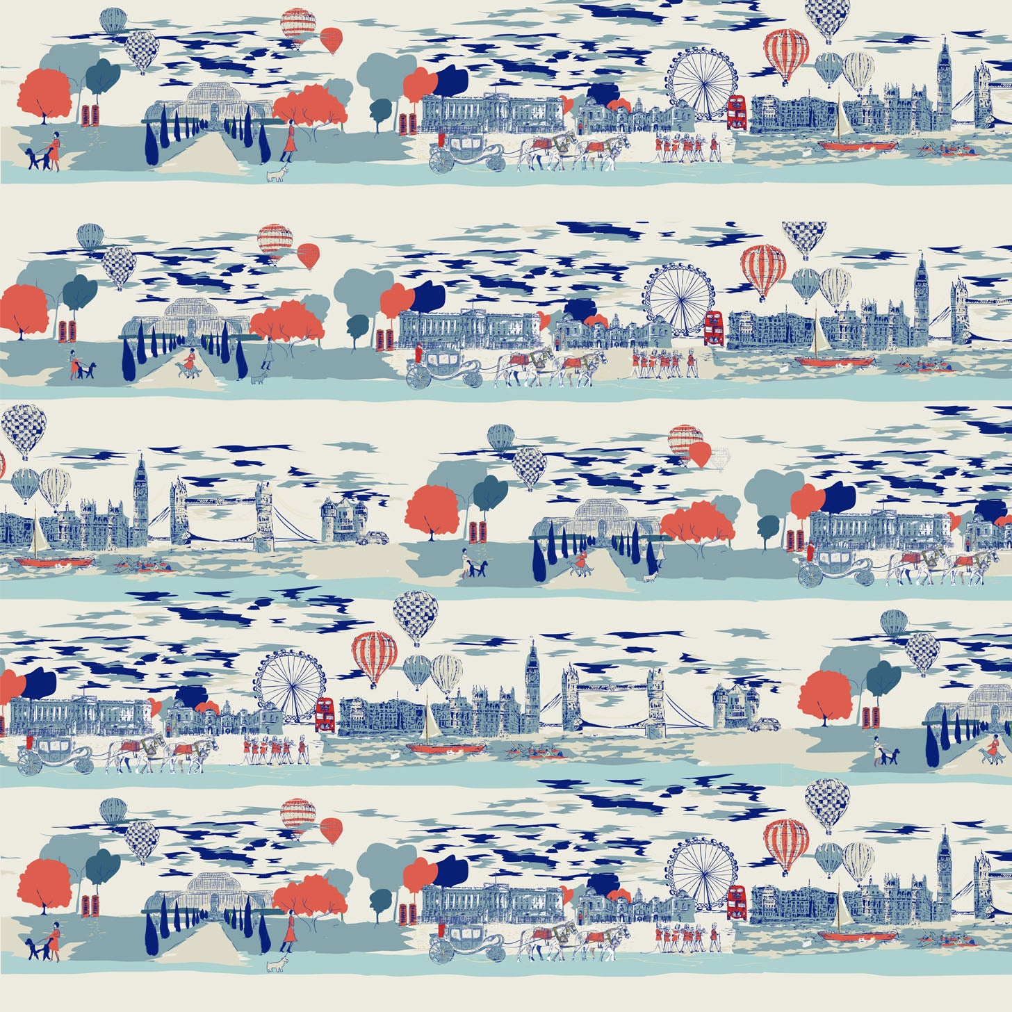 London Rows Ivory  - COTTON TWILL FABRIC