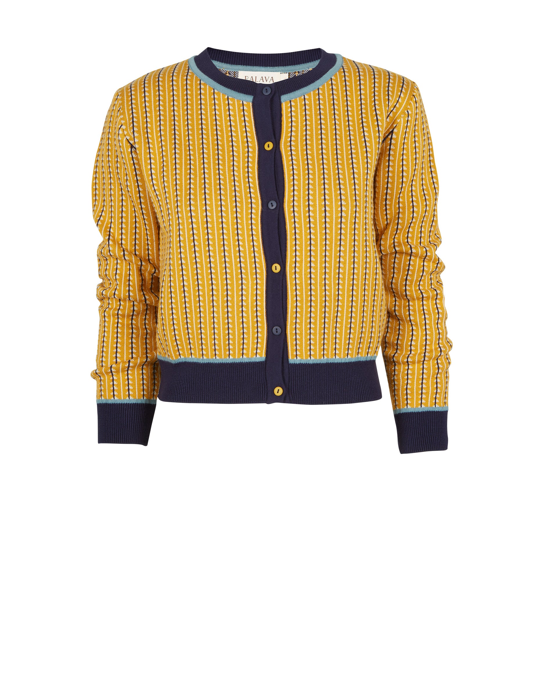 Vera Jacquard Cardigan - Mustard Feather Stripe