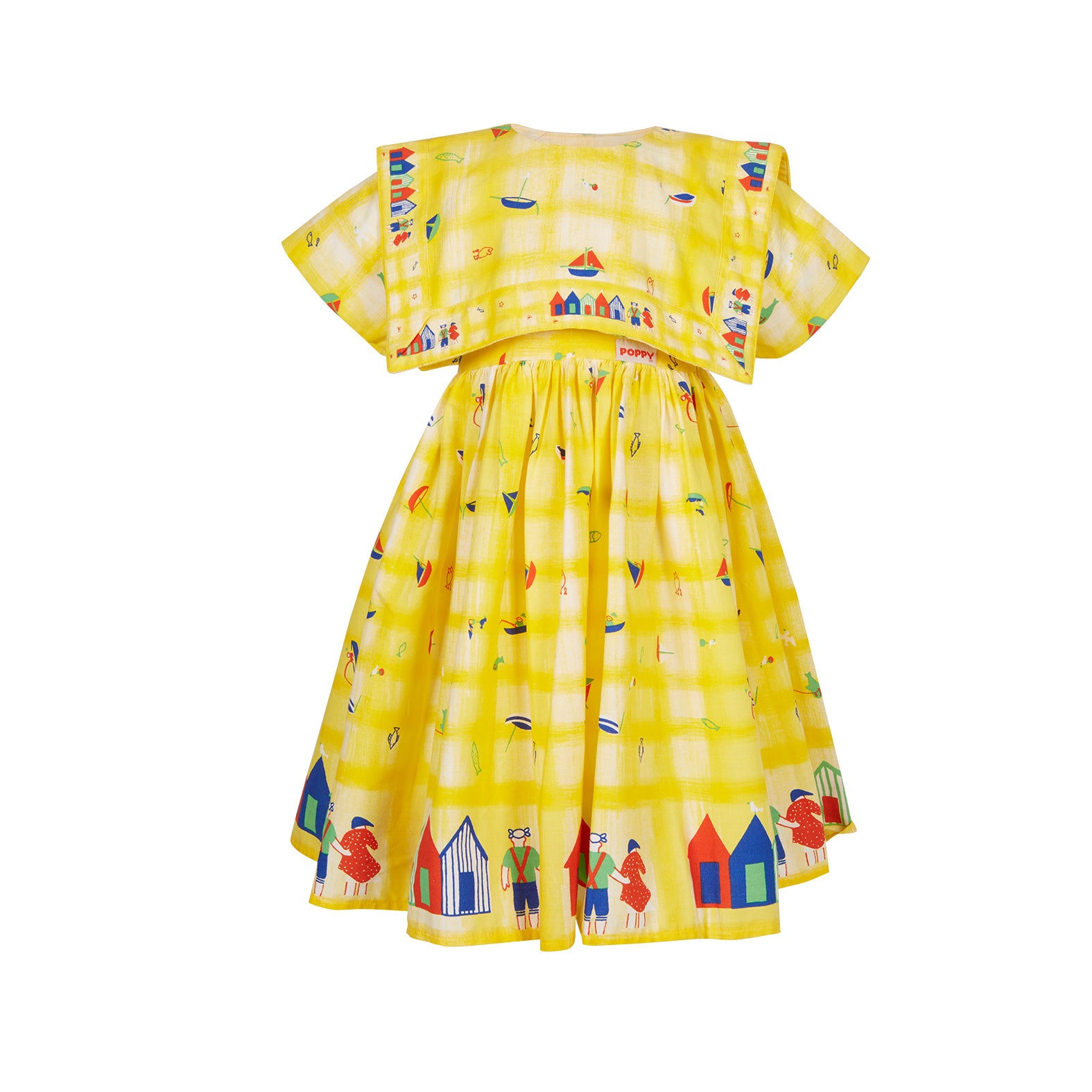 Archive Poppy - Bryony Dress - *Discoloured* Yellow Seaside Beach Huts