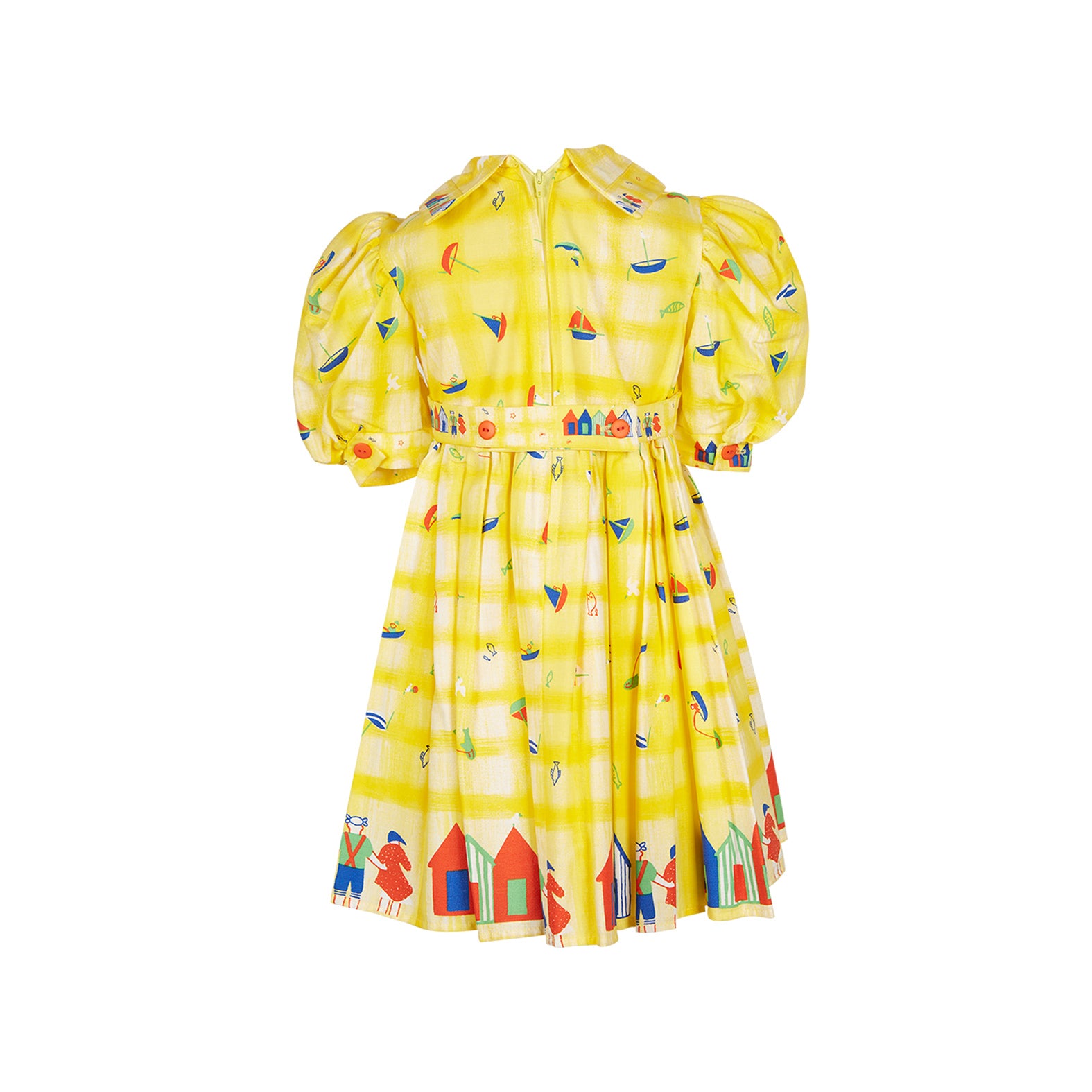 Archive Sale - Poppy - Age 2-3-  Charlie Dress - Yellow Seaside Beach Huts