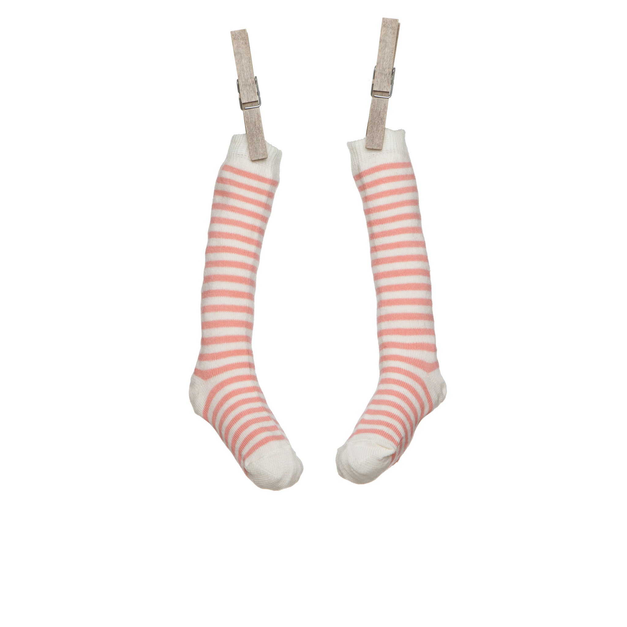 Children's Rose & White Striped Knee-Length Socks